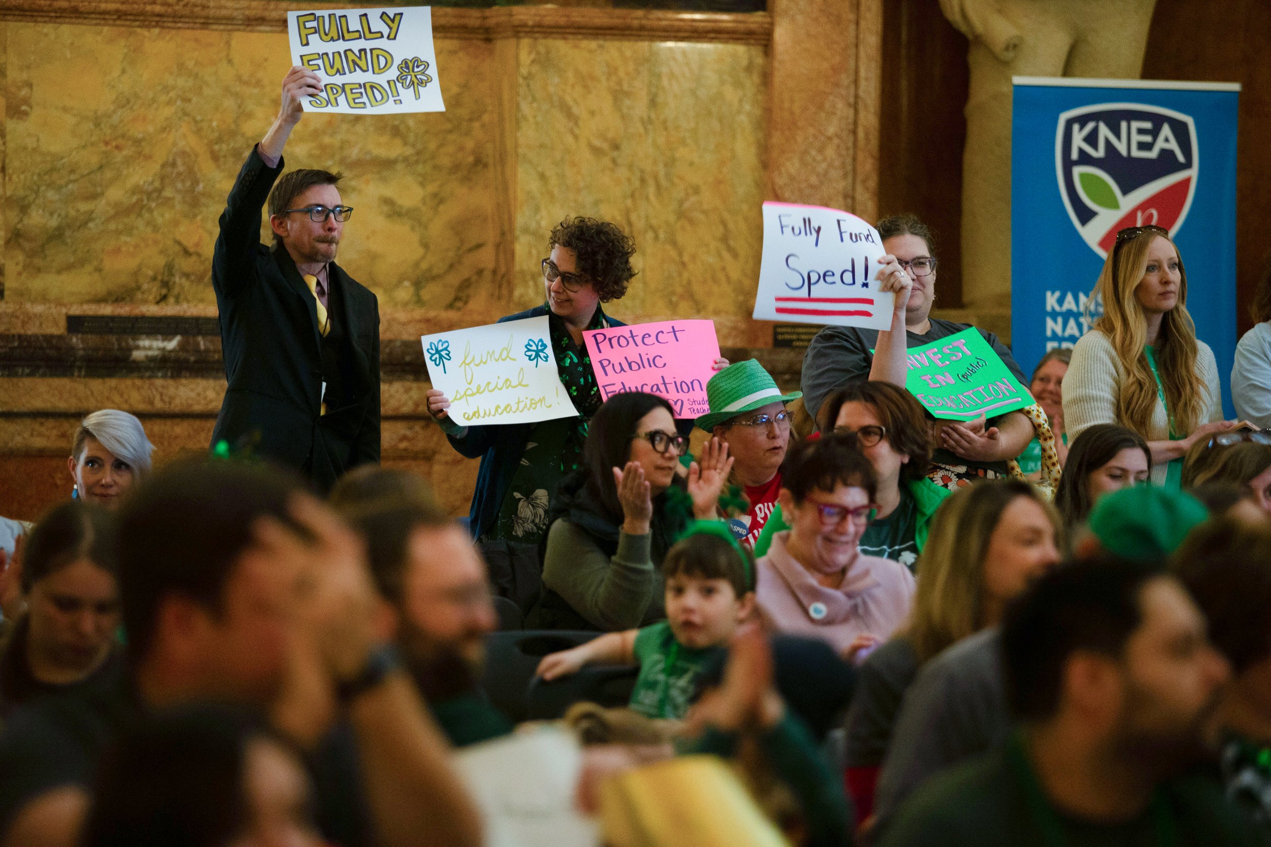   PHOTO COURTESY OF ANTHONY BUSH    About 180 educators, students and supporters of public education joined together Tuesday, March 17, for the Lucky to Have Kansas Public Schools Rally.  