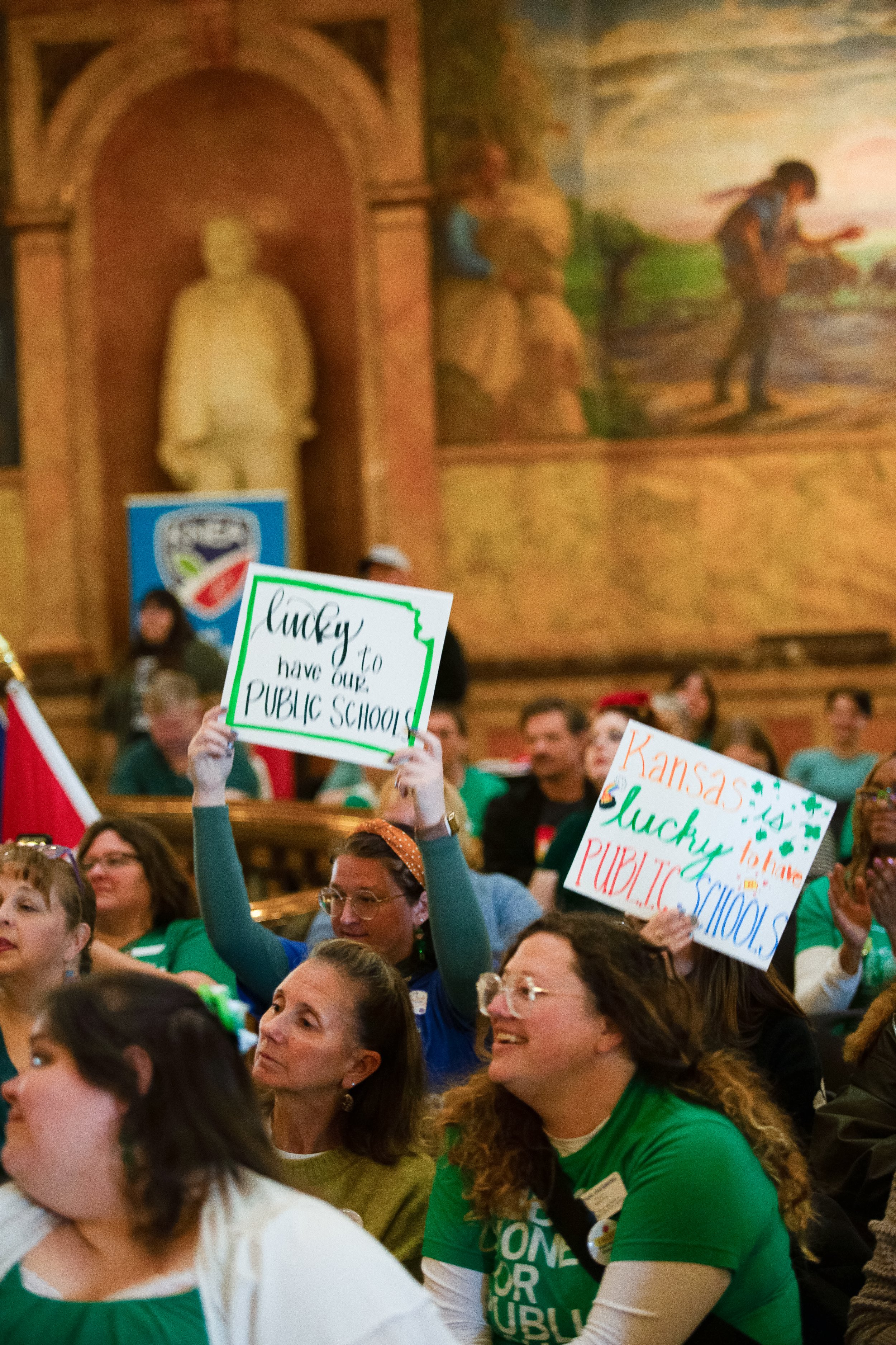   PHOTO COURTESY OF ANTHONY BUSH    About 180 educators, students and supporters of public education joined together Tuesday, March 17, for the Lucky to Have Kansas Public Schools Rally.  