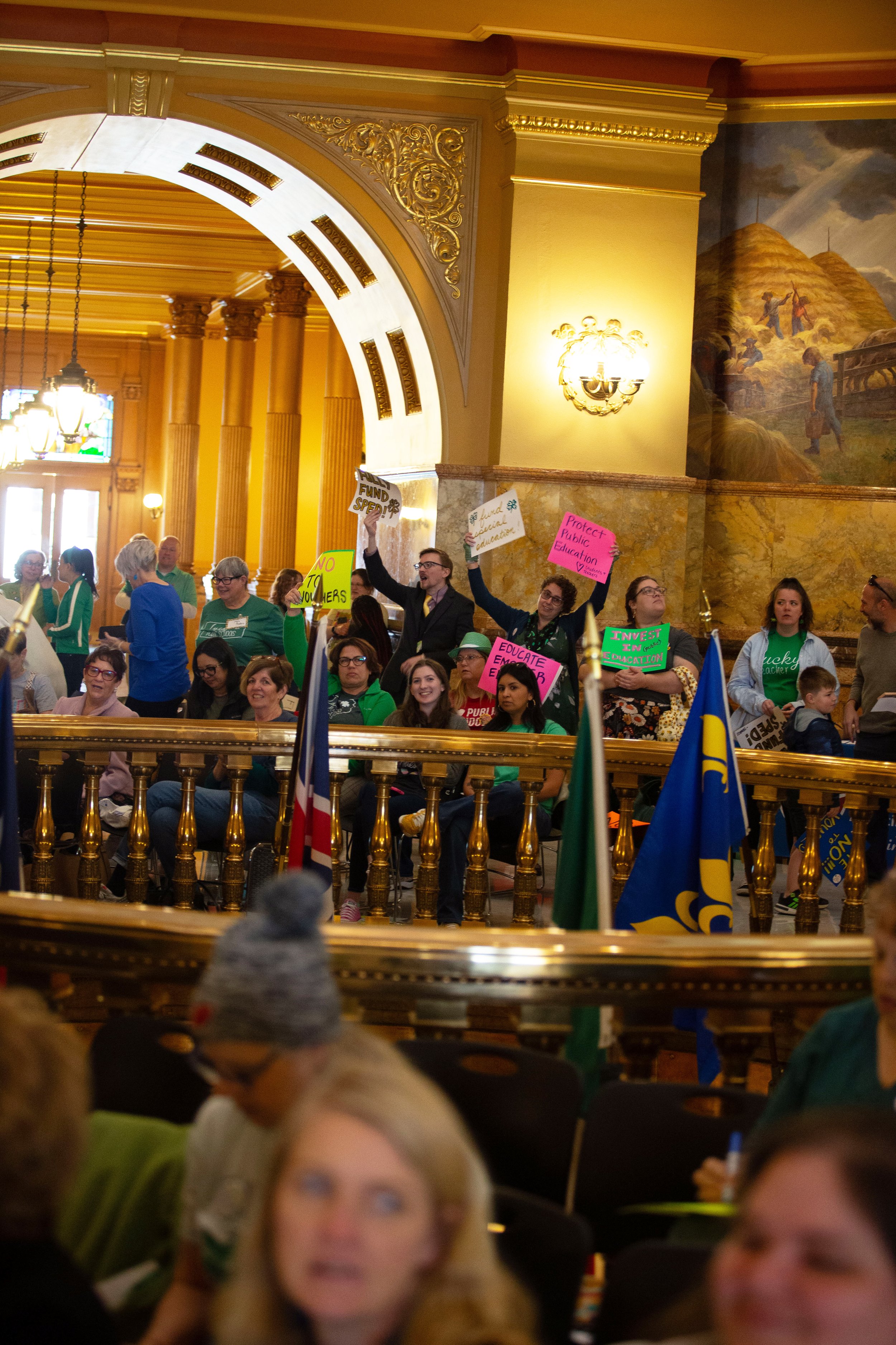   PHOTO COURTESY OF ANTHONY BUSH    About 180 educators, students and supporters of public education joined together Tuesday, March 17, for the Lucky to Have Kansas Public Schools Rally.  