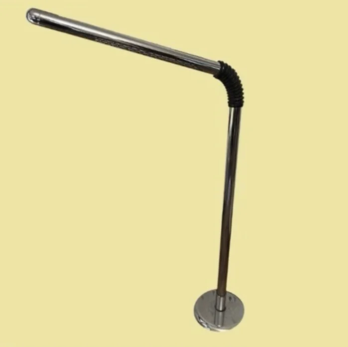 IN THE SHOP: Postmodern chrome tubular floor lamp with adjustable neck. Haven&rsquo;t been able to find anything comparable and it&rsquo;s unmarked, but assumed to be produced in the late 80&rsquo;s/ early 90s. It&rsquo;s equal parts bizarre and amaz