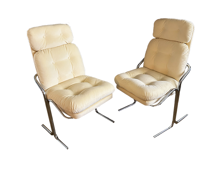  Jerry Johnson Arcadia Chairs  in Butter Yellow Velvet  $1200 / pair 