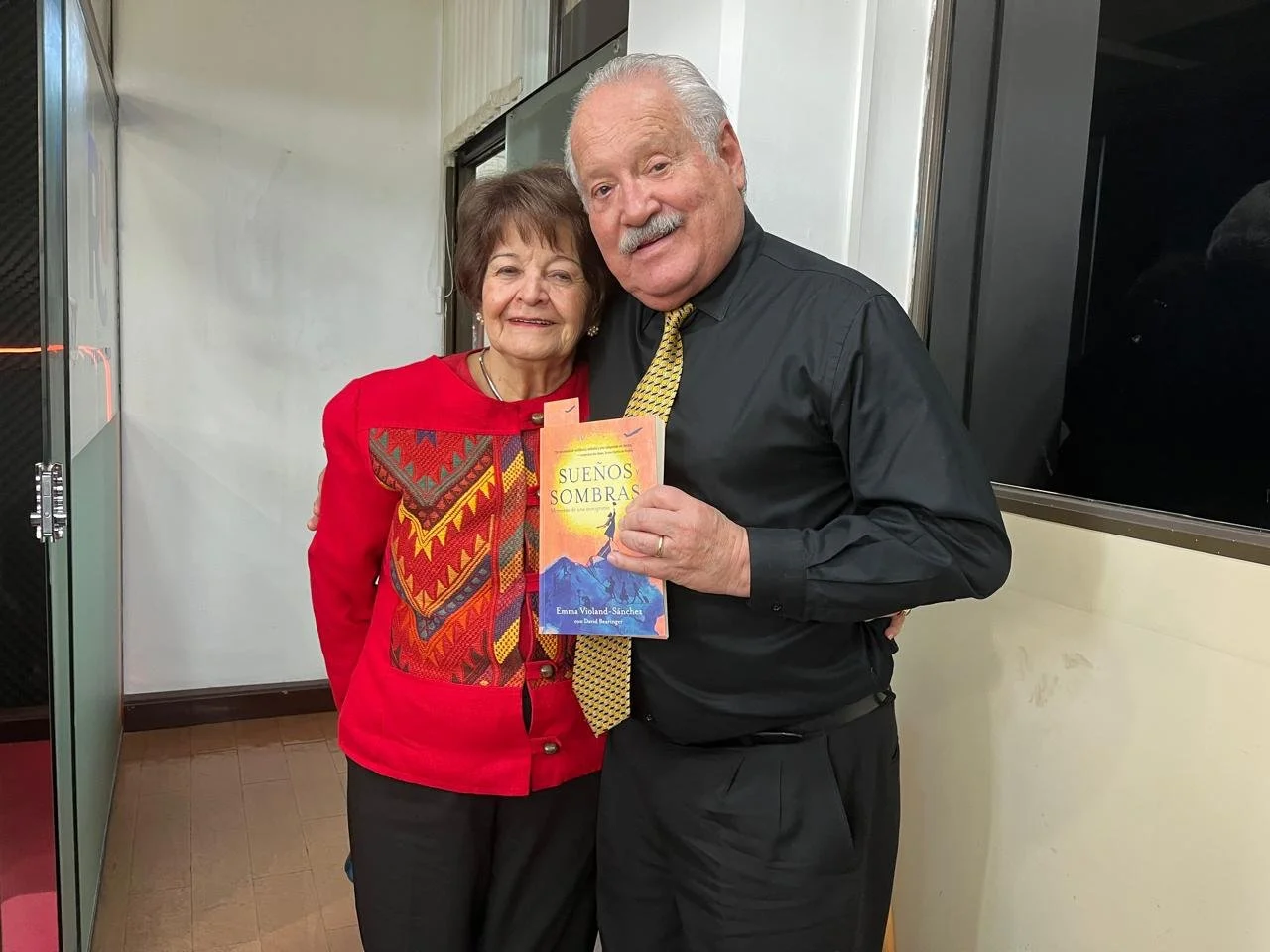 Emma with Raul Novillo Alarcon, journalist and Director of University of San Andres Radio and TV