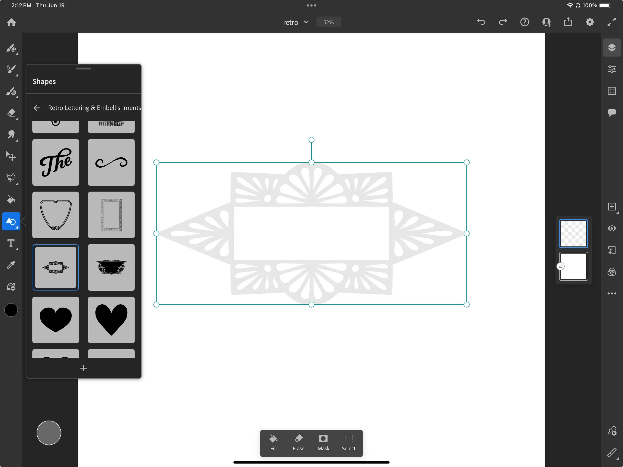 Retro Lettering & Embellishment : Shape Library for Adobe Fresco