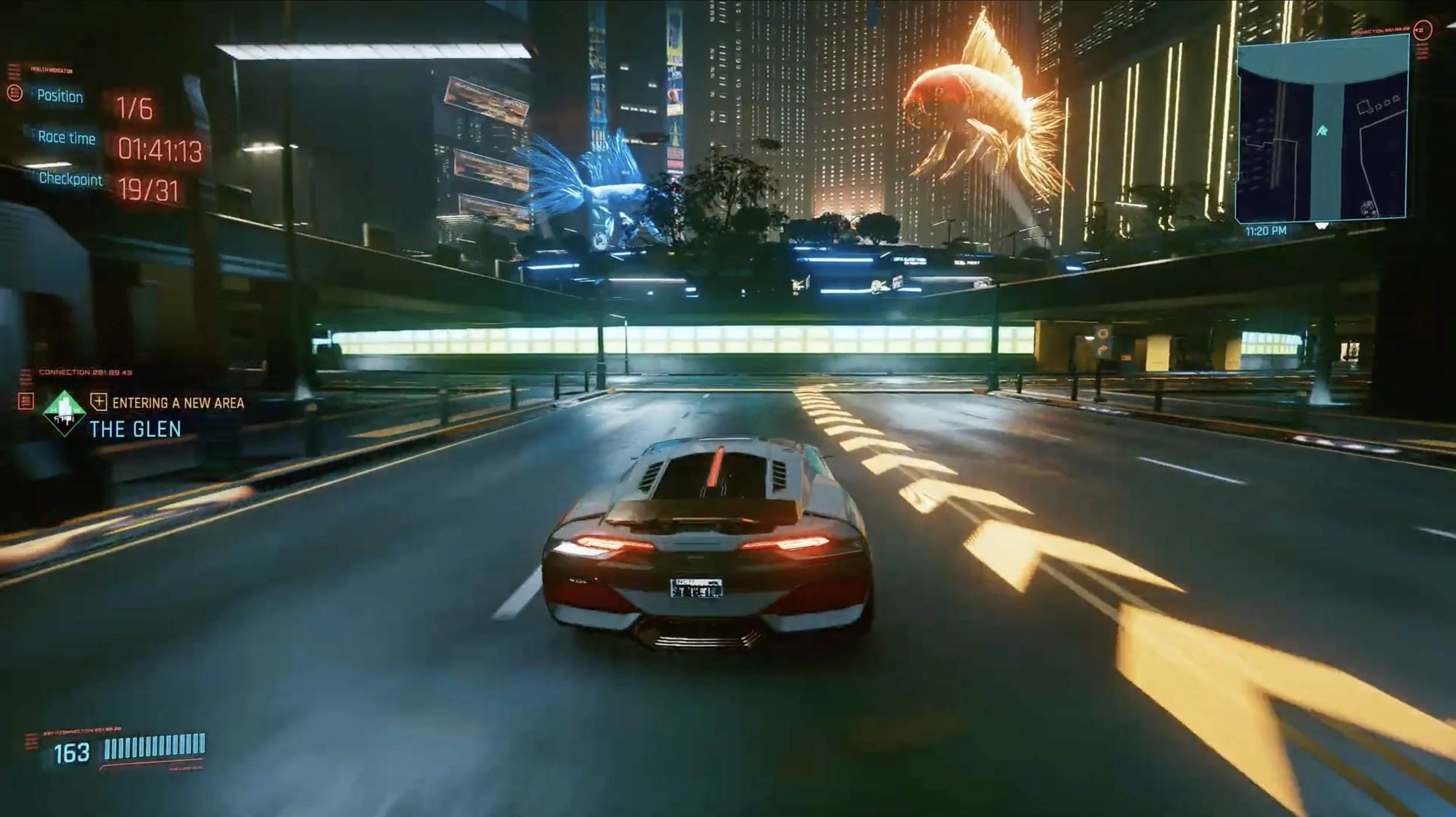 Cyberpunk's side quest The Beast in Me introduces projected driving guides, likely due to its racing focus. However, extending this feature across the full game would significantly improve route clarity and create a more immersive driving experience