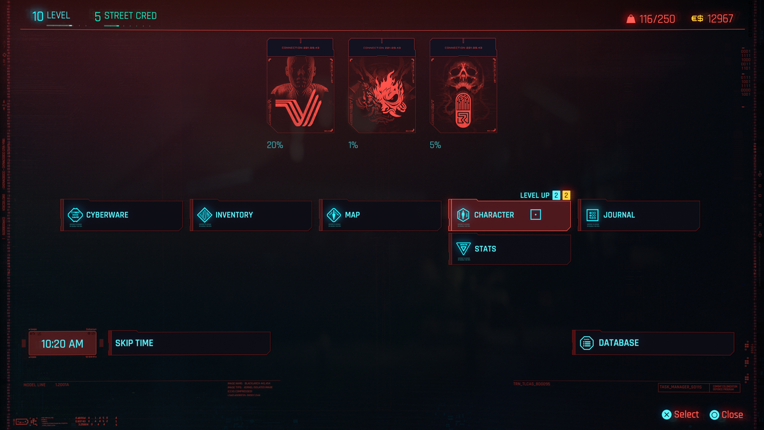 Character tab implies character customization rather than skill progression