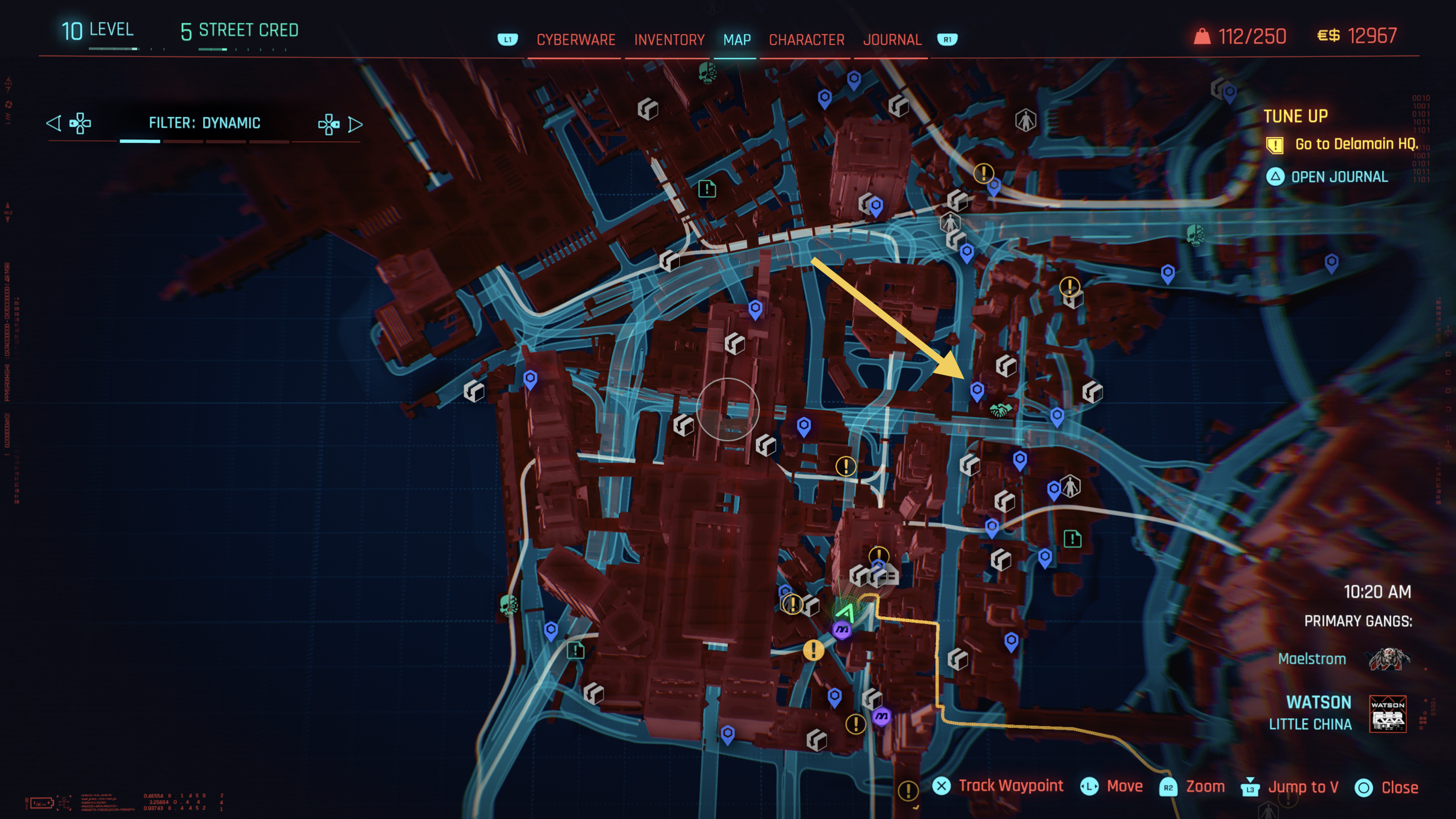 Several fast travel points (blue) increase visual clutter