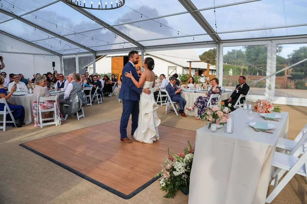 Ariana and Clayton performing their choreographed first dance beneath the Pavilion