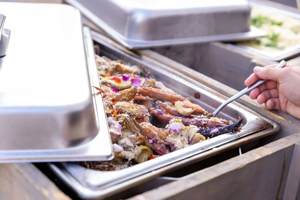 Seasonal wedding dinner buffet by Trumpet Vine Catering at Tar Creek Ranch