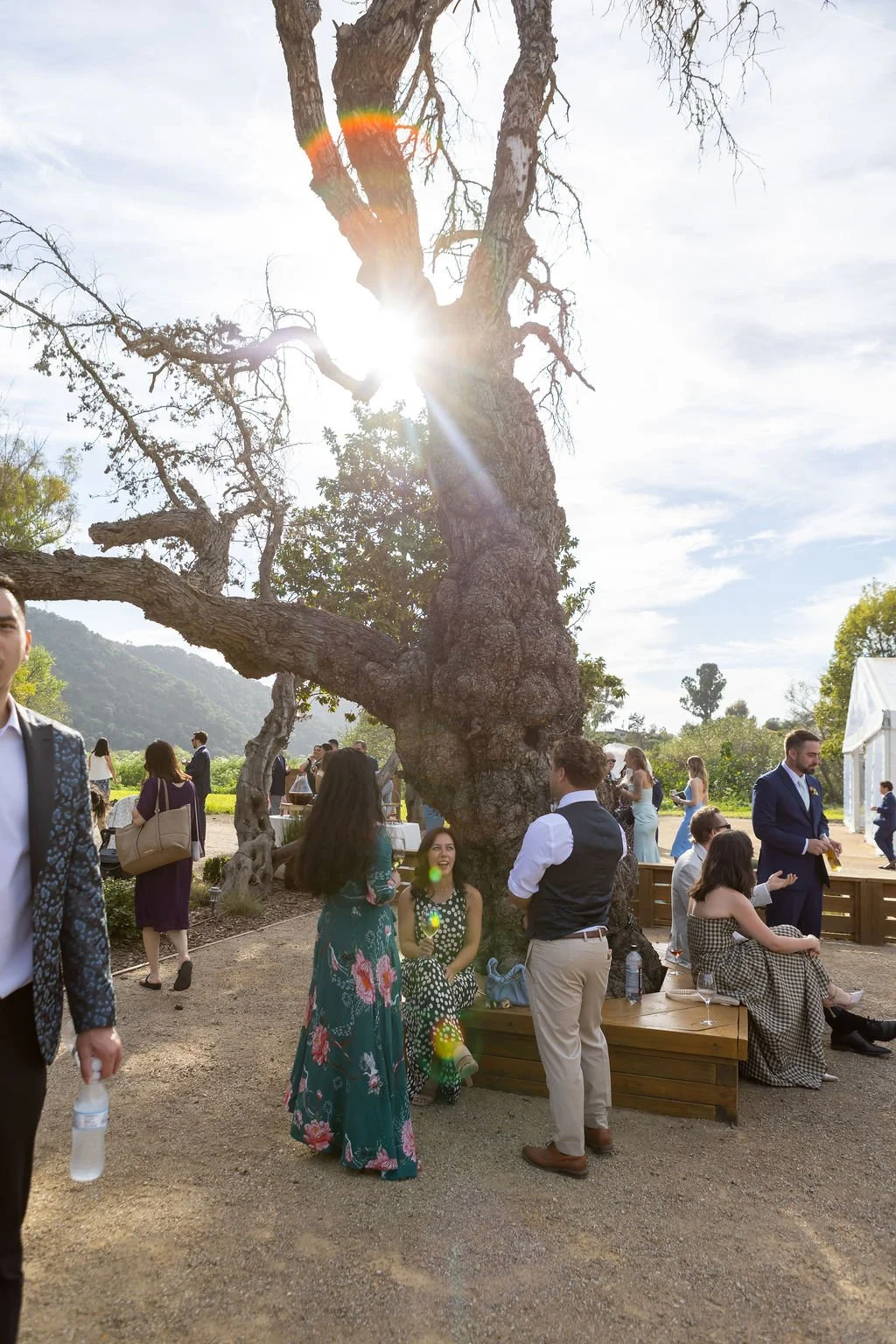 Guests enjoying an outdoor Garden cocktail hour at Tar Creek Ranch