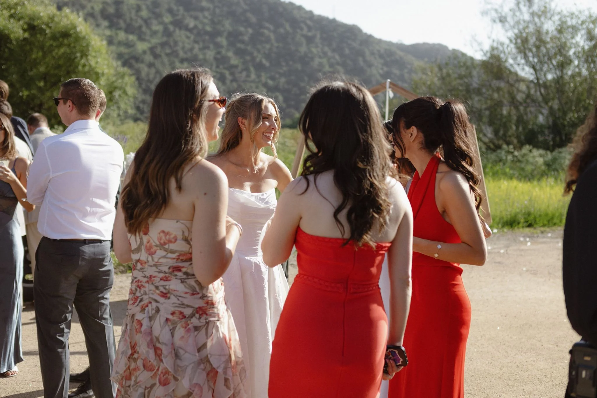 Hannah greeting guests during Garden cocktail hour at Tar Creek Ranch