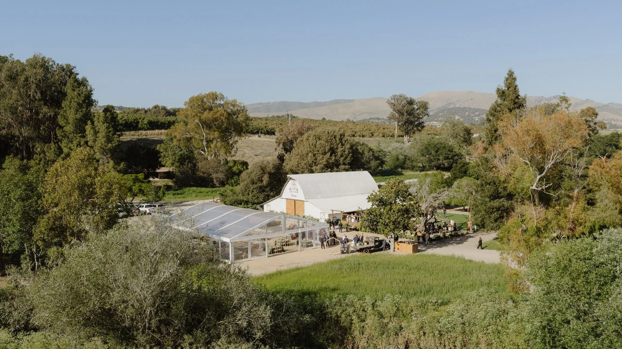 Aerial view of Tar Creek Ranch wedding venue near Arroyo Grande