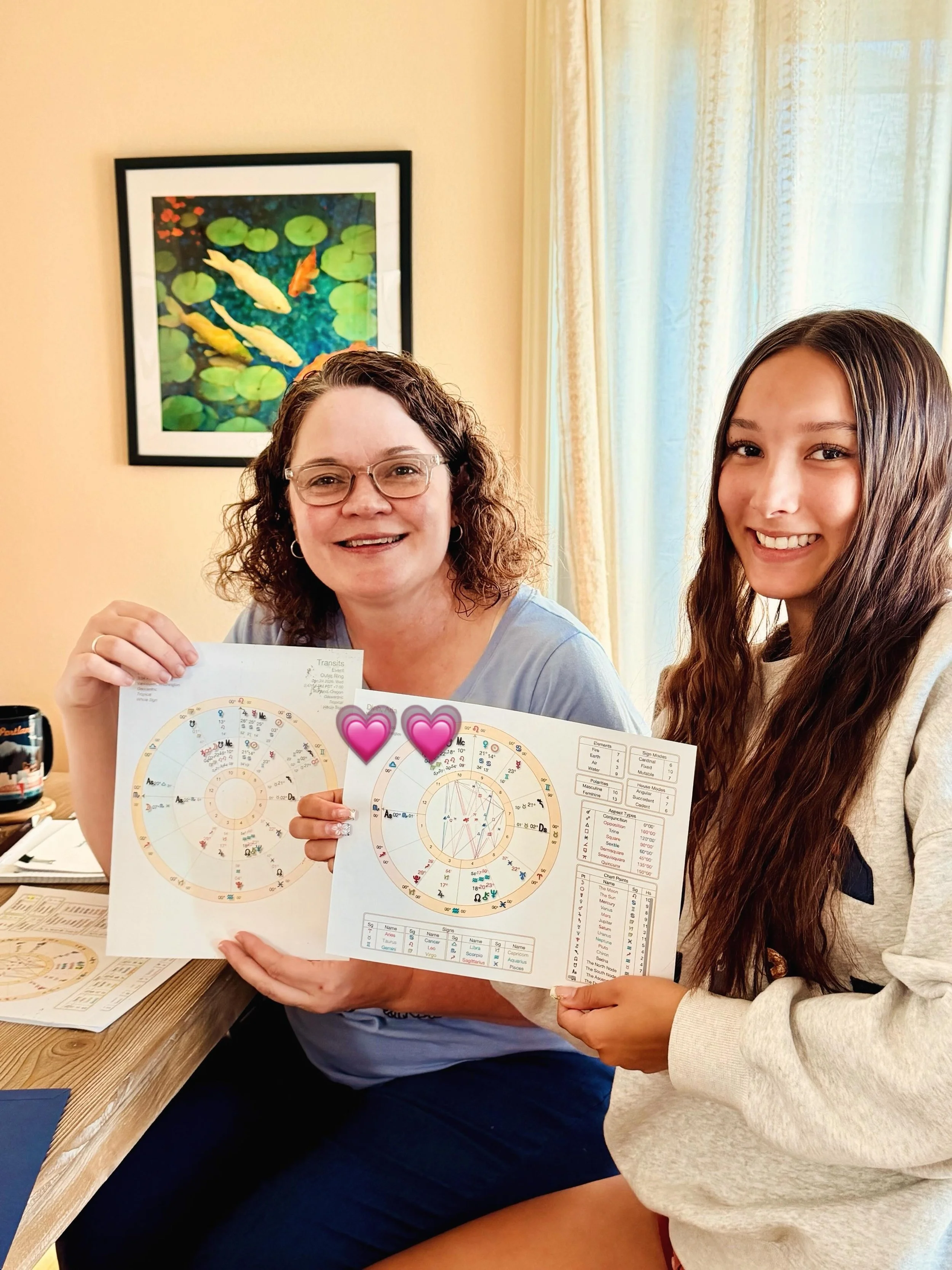There&rsquo;s something I&rsquo;ll never get tired of: sitting with someone while they start to see themselves a little more clearly.

Today I created charts for a mother and her daughter, who&rsquo;s a senior in high school. Mom gave the consultatio