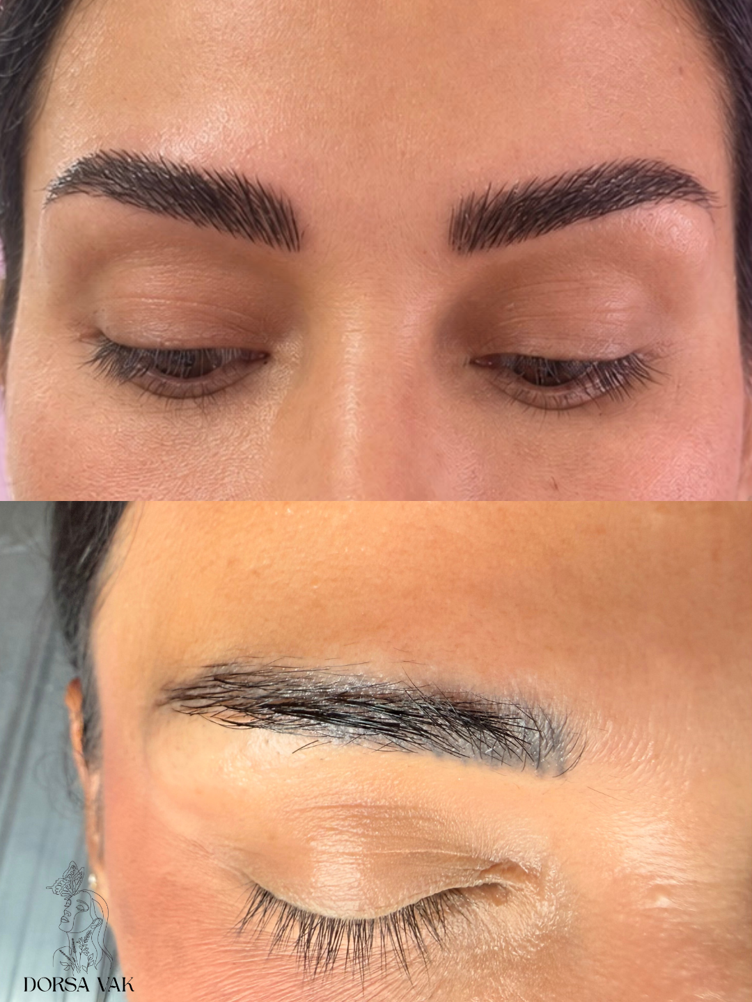 cover-up an old microbladed brows with fresh new nano brows with brow shaping and wax.