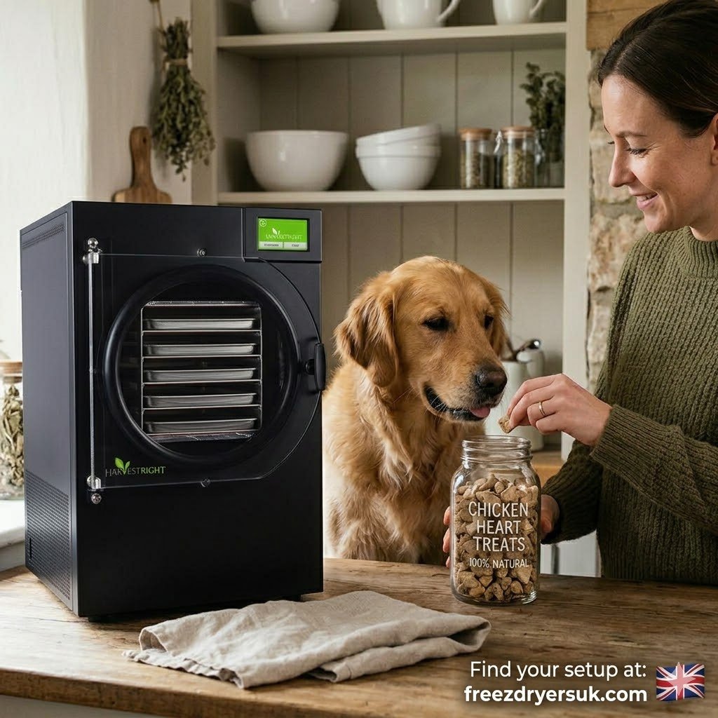 Hard to say who likes the freeze dryer more&mdash;us or the dog. 🐾

We started making our own treats because we wanted to know exactly what was in them. No fillers, no "meat derivatives," just 100% chicken hearts or liver. They&rsquo;re su