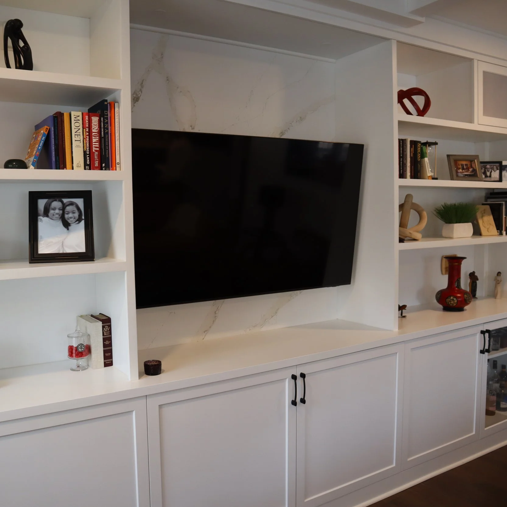 Custom Built-In Shelving with Media Console, Charlotte, NC