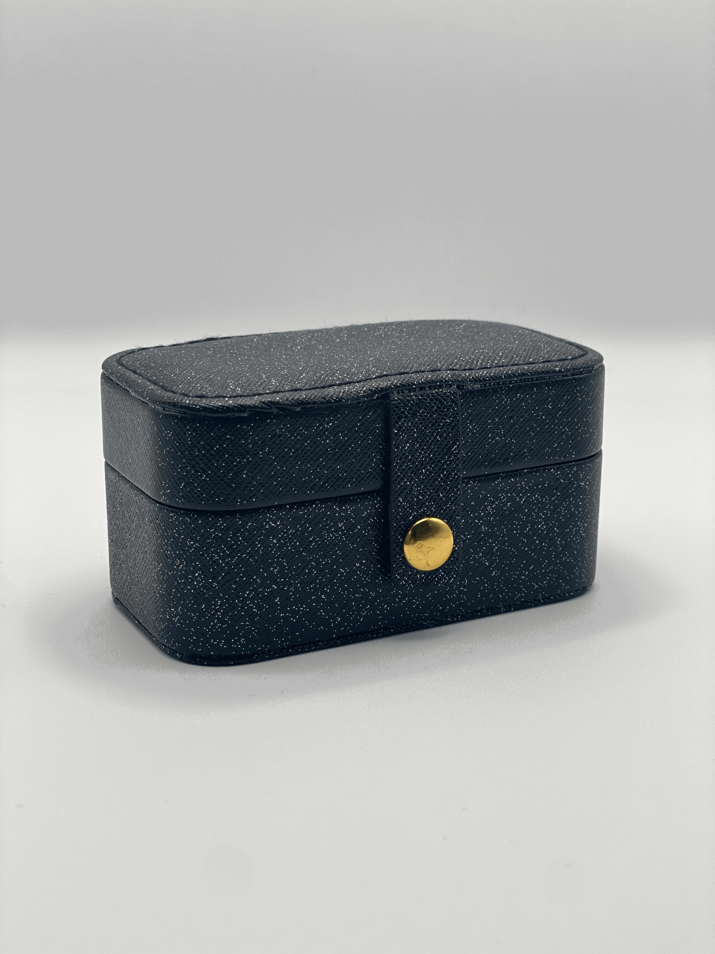 Mini Jewellery Storage Case | Faux Leather | Black Glitter