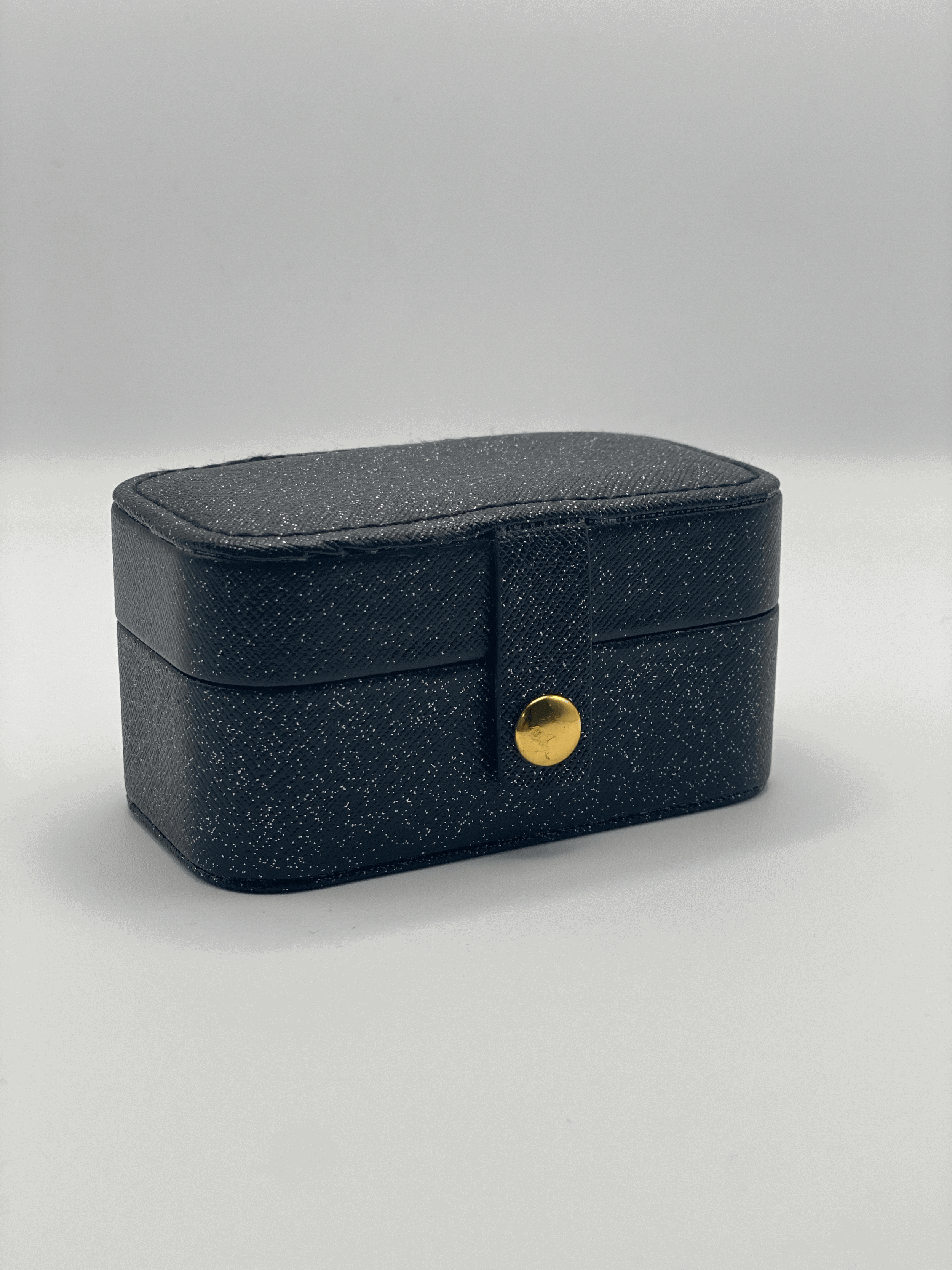 Mini Jewellery Storage Case | Faux Leather | Black Glitter