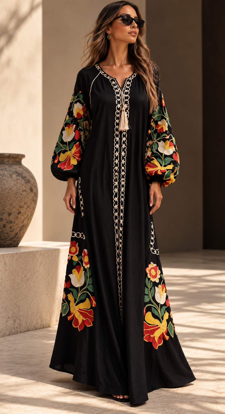 The Black Floral | Kaftan Dress