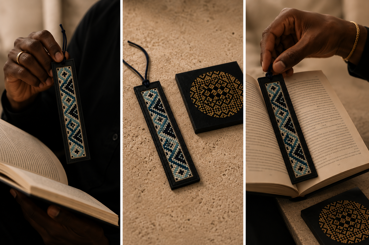 Blue bookmark three shots.png