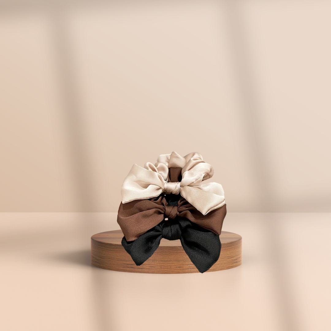 Bow Hair Scrunchies | Neutral Colours