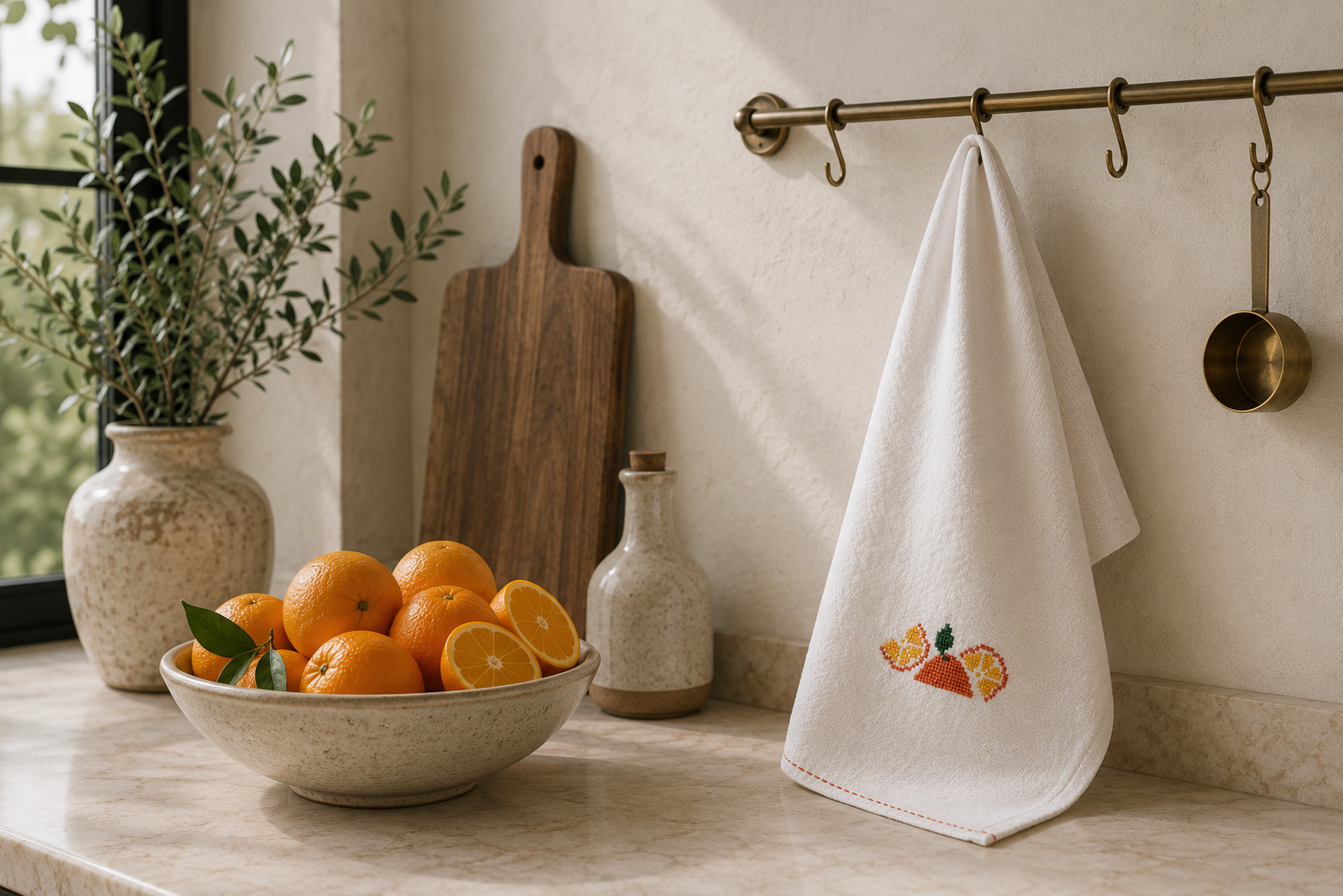 Orange Tatreez | Tea Towel