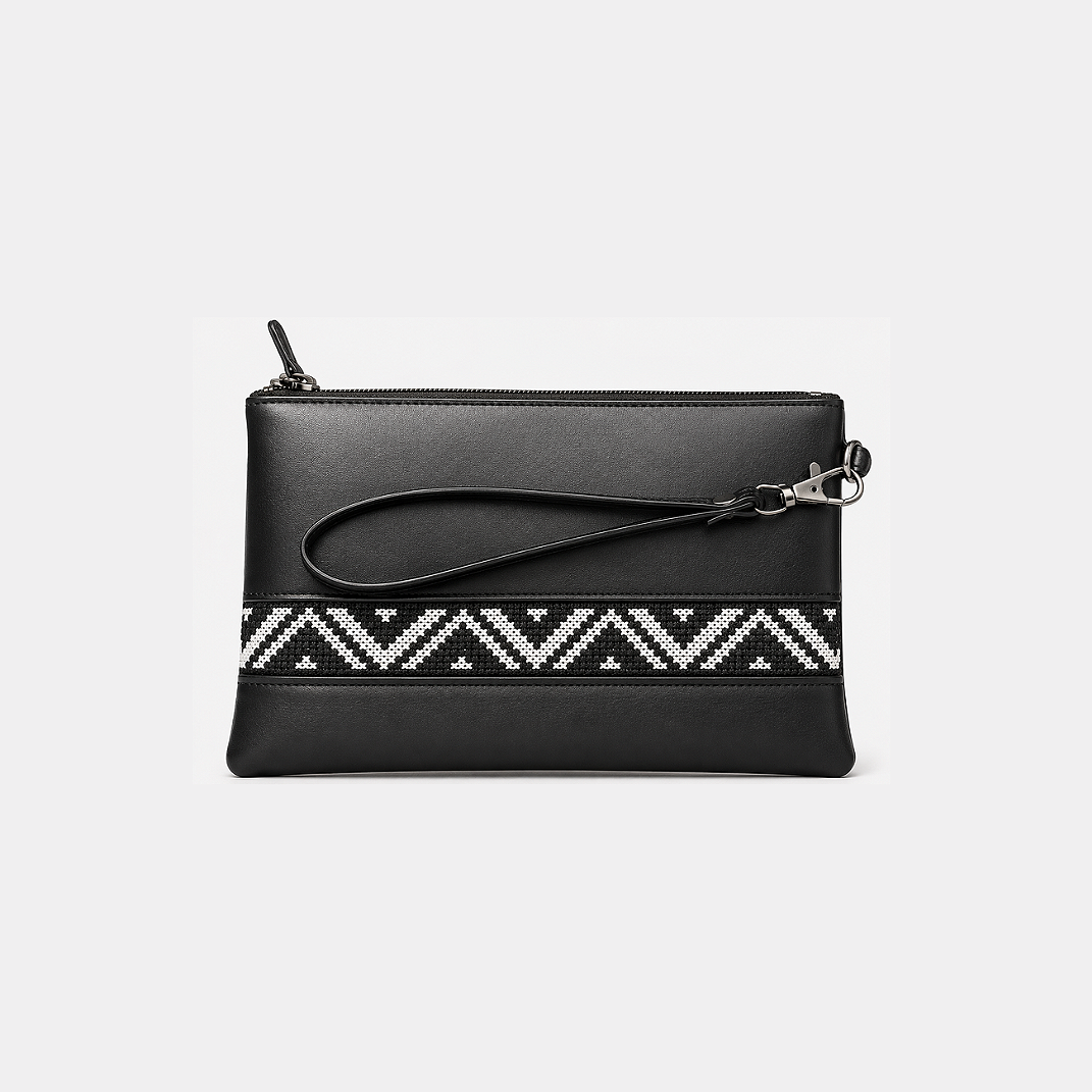 The Ameena | Black Tatreez Wristlet
