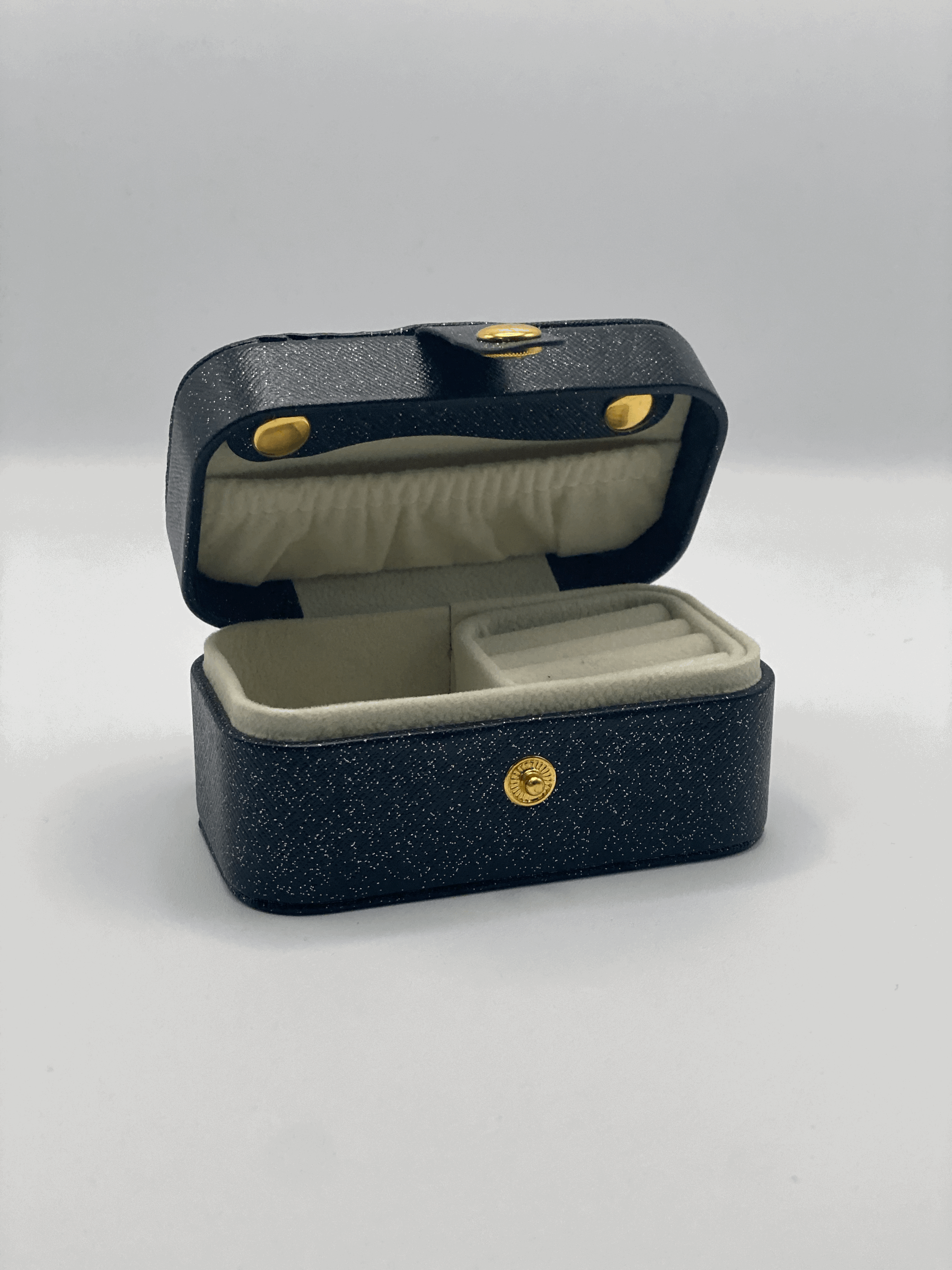 Mini Jewellery Storage Case | Faux Leather | Black Glitter