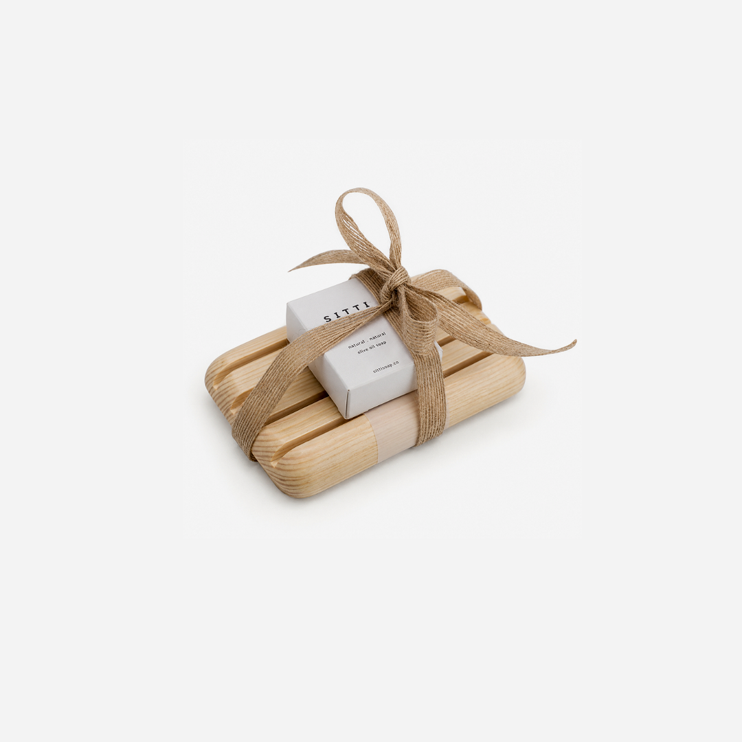 Pine | Soap Dish & Olive Oil Soap Set