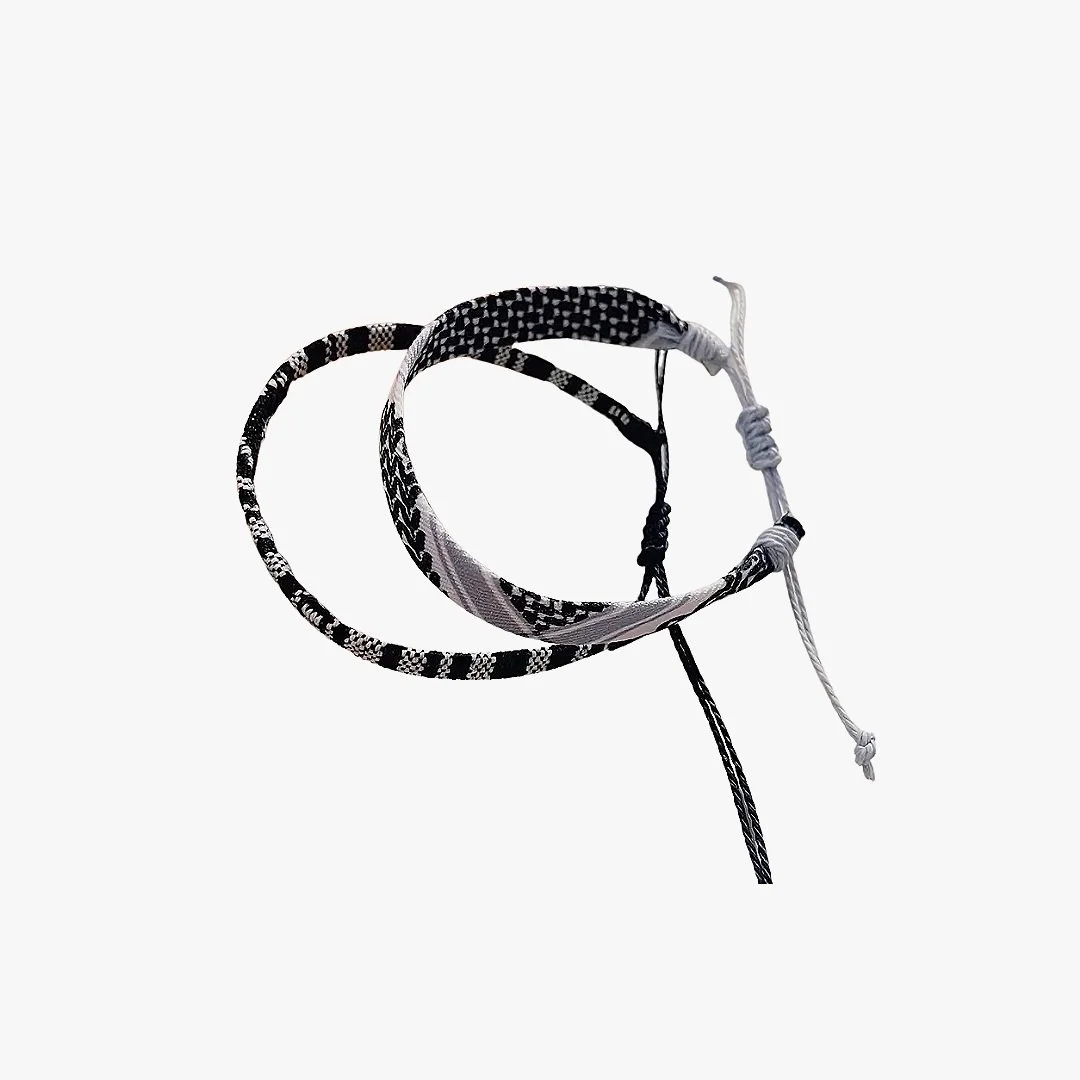 Keffiyeh Bracelet | Wish bracelet | Set of 2 | Black & White