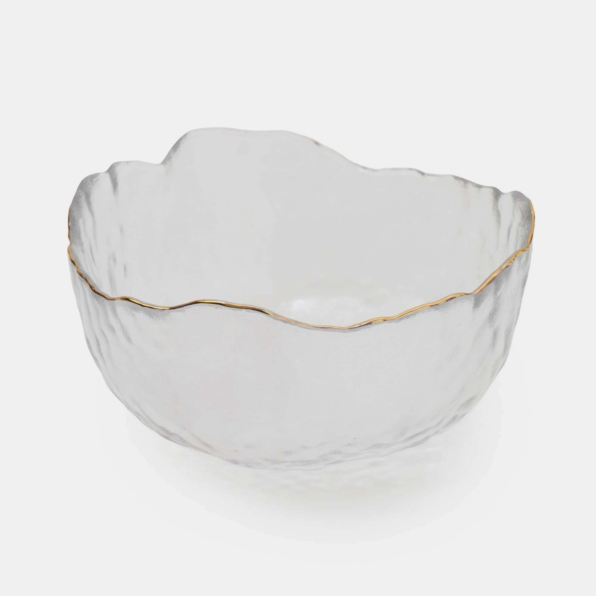 Large Wavy Bowl With Gold Rim | Clear Glass | 20cm Bowl | Decor Bowl | Unique Bowl | Glass Bowl | Gold Bowl | Gold Rim | Gold Rim Bowl | Fruit Bowl | Bowl | Unique Bowl