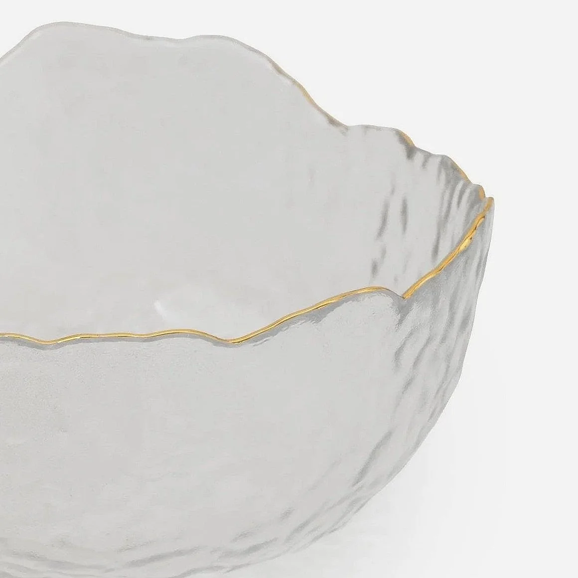 Small Wavy Bowl With Gold Rim | Clear Glass | 13cm Bowl | Decor Bowl | Unique Bowl | Glass Bowl | Gold Bowl | Gold Rim | Gold Rim Bowl | Fruit Bowl | Bowl | Unique Bowl
