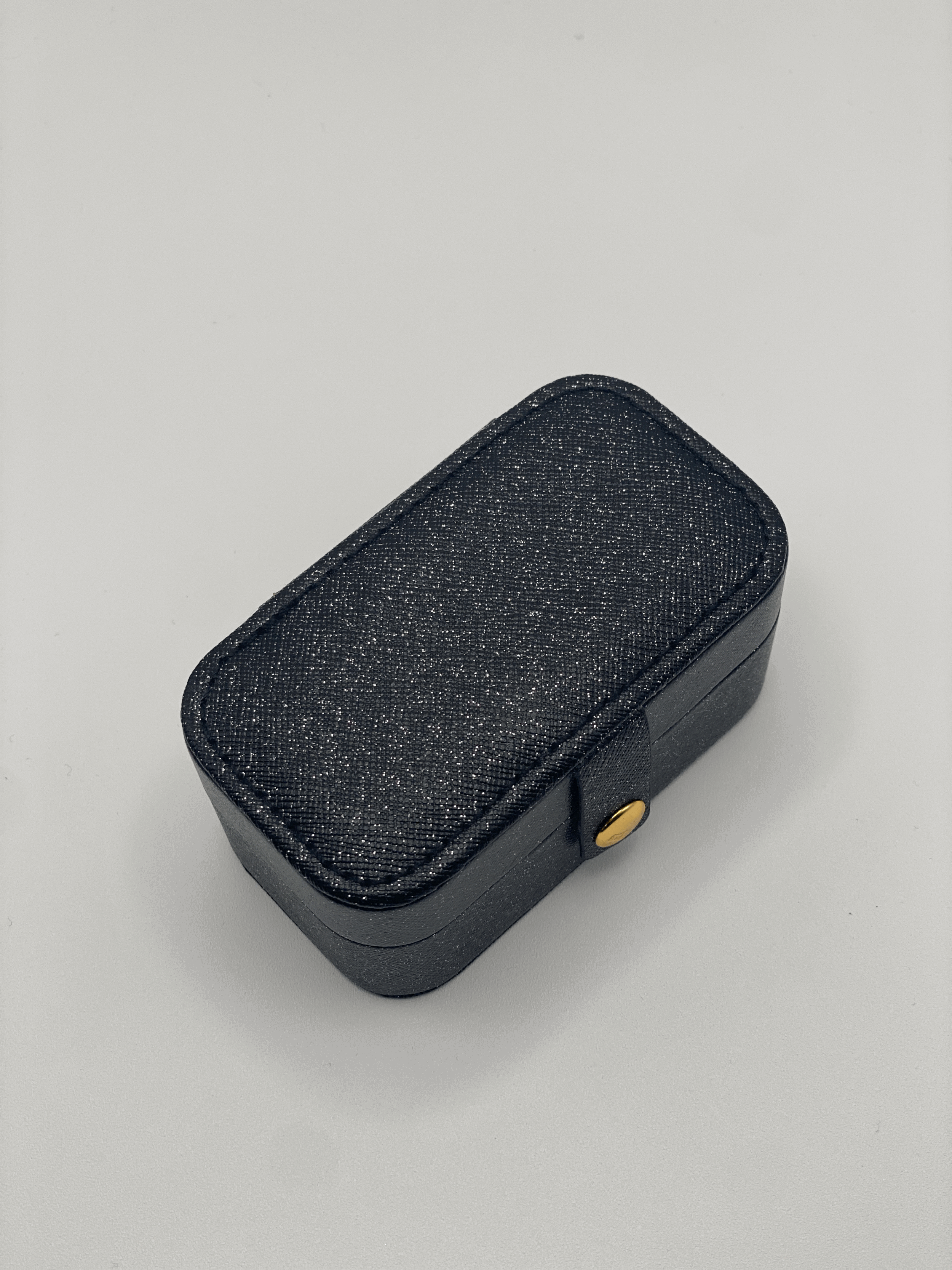 Mini Jewellery Storage Case | Faux Leather | Black Glitter