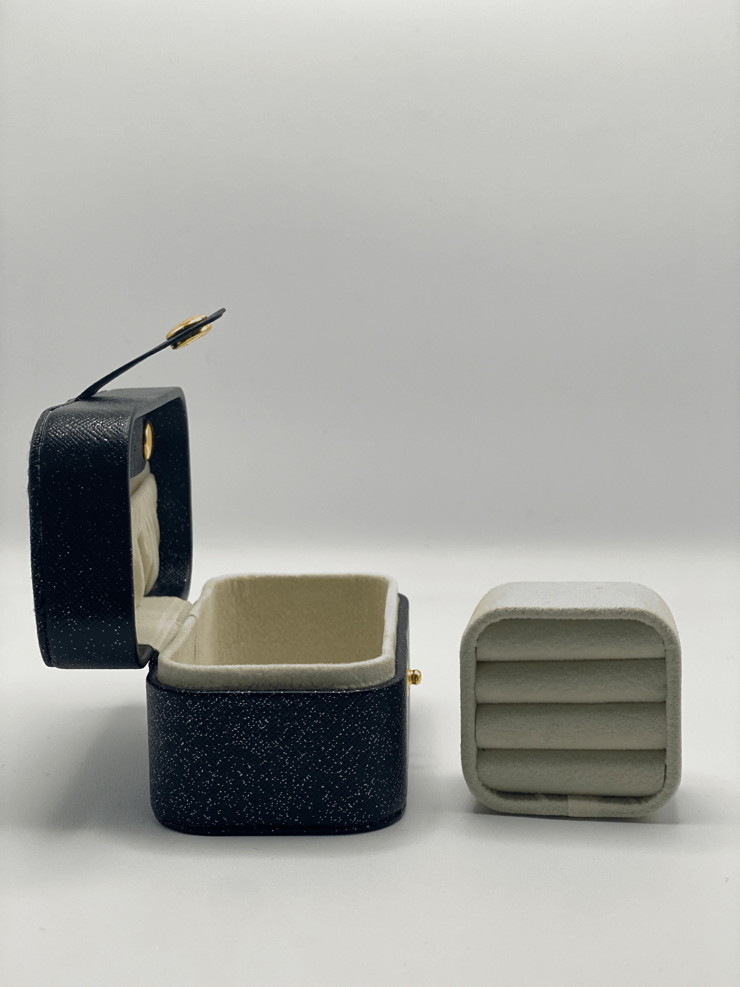 Mini Jewellery Storage Case | Faux Leather | Black Glitter