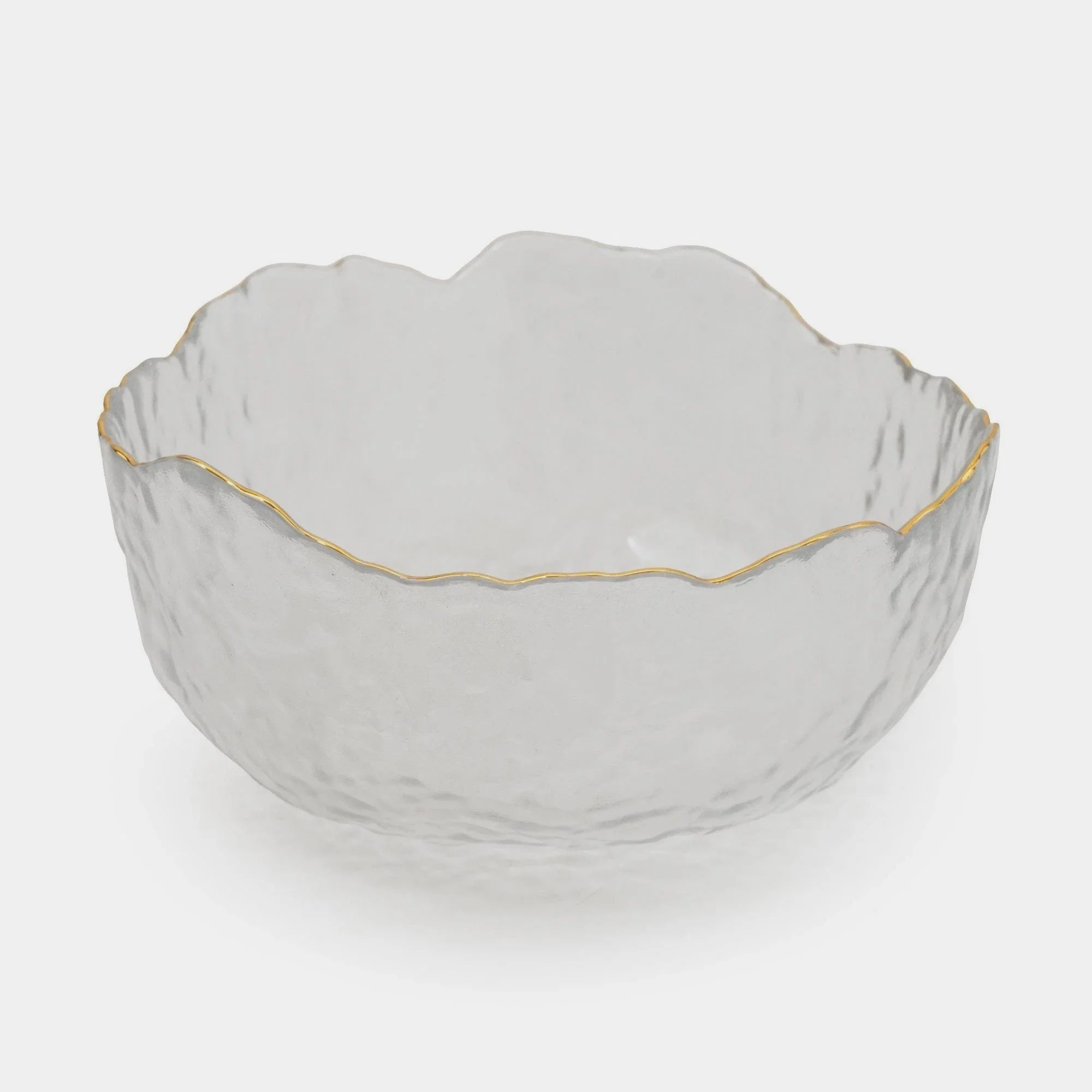 Medium Wavy Bowl With Gold Rim | Clear Glass | 17cm Bowl | Decor Bowl | Unique Bowl | Glass Bowl | Gold Bowl | Gold Rim | Gold Rim Bowl | Fruit Bowl | Bowl | Unique Bowl