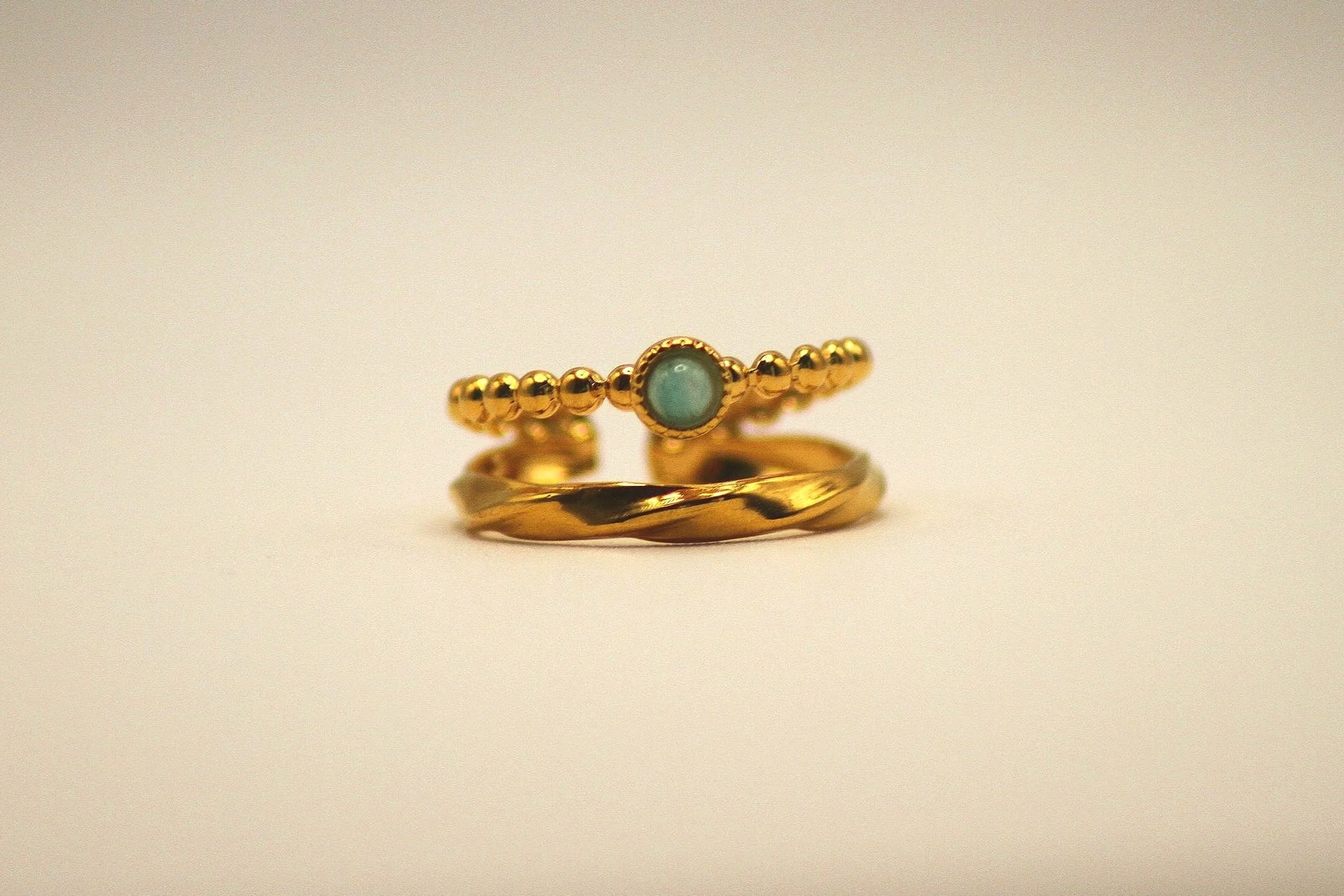 Double Band Ring | 18ct Gold Plated | Amazonite | Ya-Soko