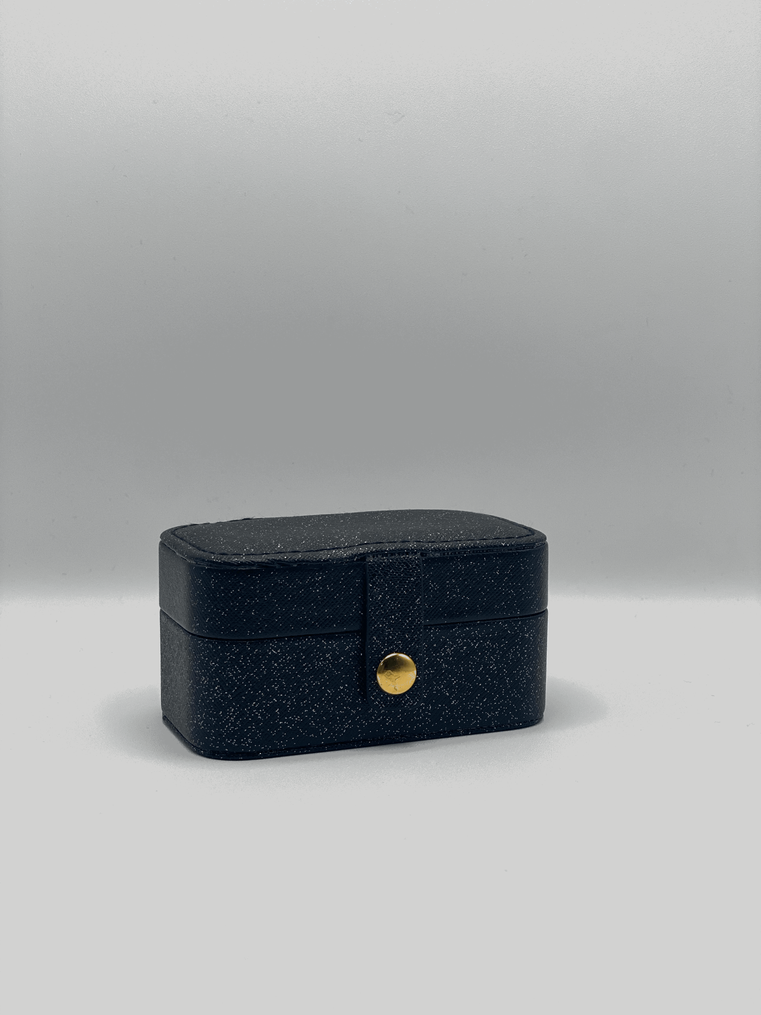 Mini Jewellery Storage Case | Faux Leather | Black Glitter