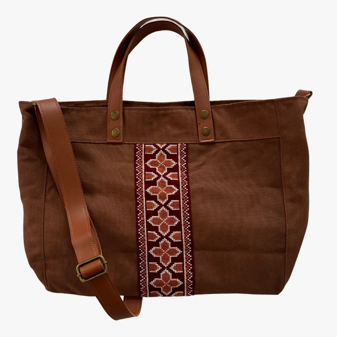 Brown Tatreez Walid Unisex Bag