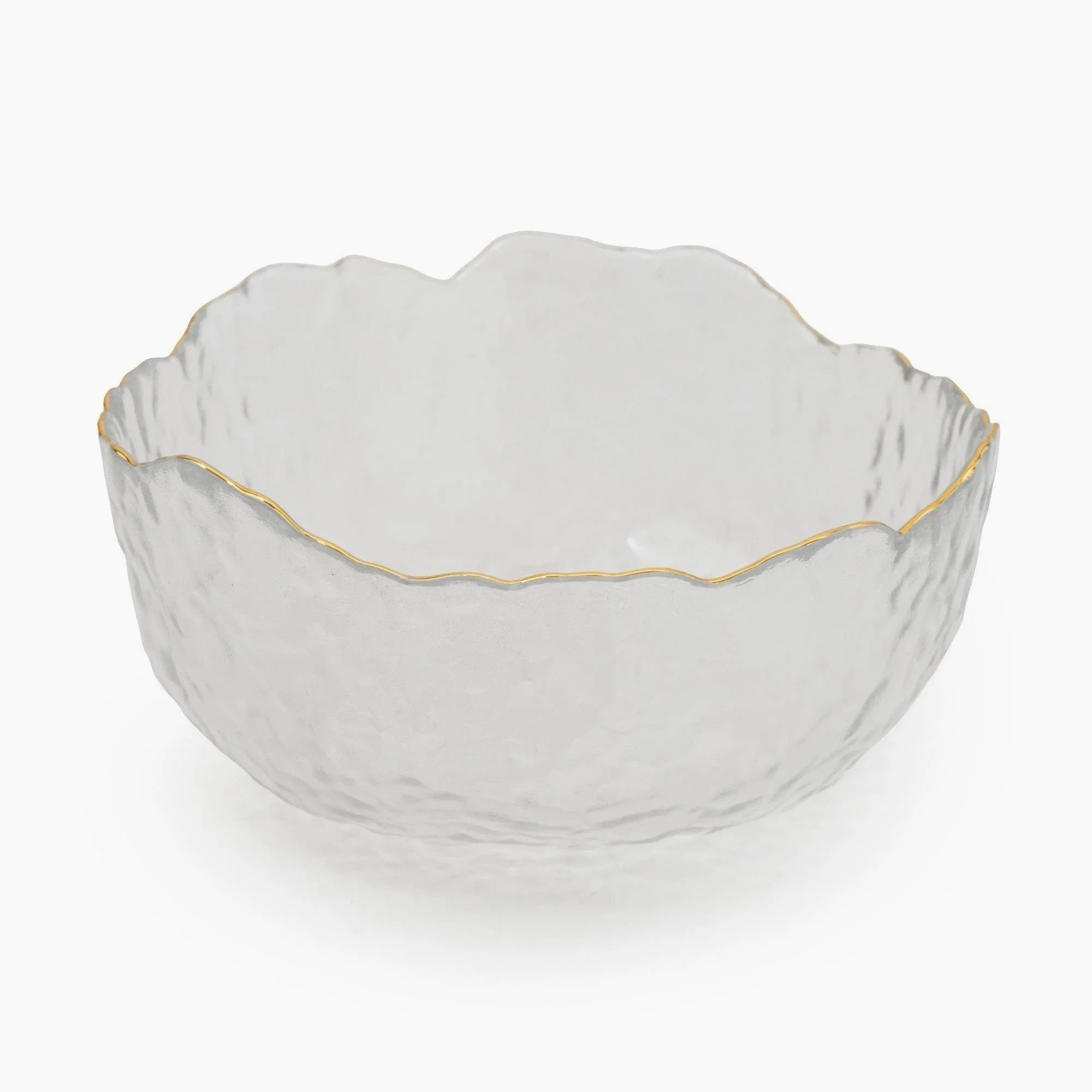 Large Wavy Bowl With Gold Rim | Clear Glass | 20cm Bowl | Decor Bowl | Unique Bowl | Glass Bowl | Gold Bowl | Gold Rim | Gold Rim Bowl | Fruit Bowl | Bowl | Unique Bowl