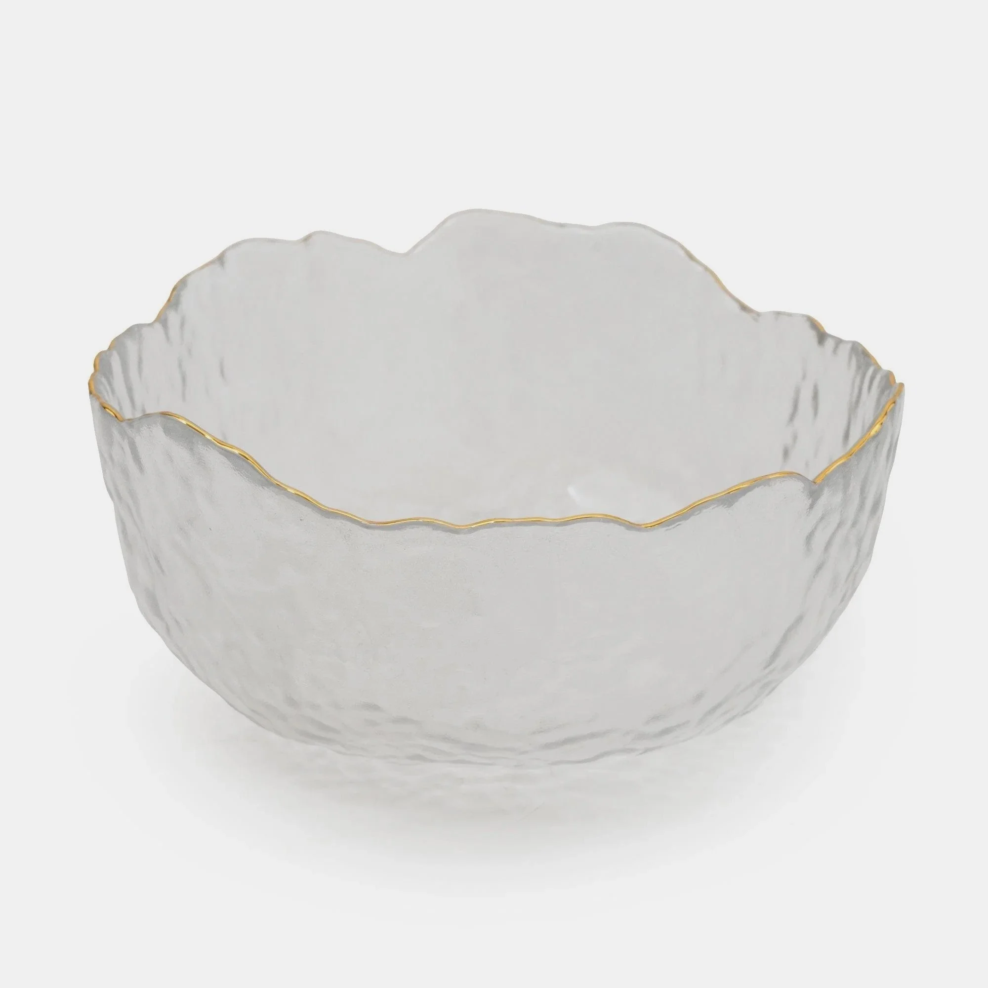 Small Wavy Bowl With Gold Rim | Clear Glass | 13cm Bowl | Decor Bowl | Unique Bowl | Glass Bowl | Gold Bowl | Gold Rim | Gold Rim Bowl | Fruit Bowl | Bowl | Unique Bowl