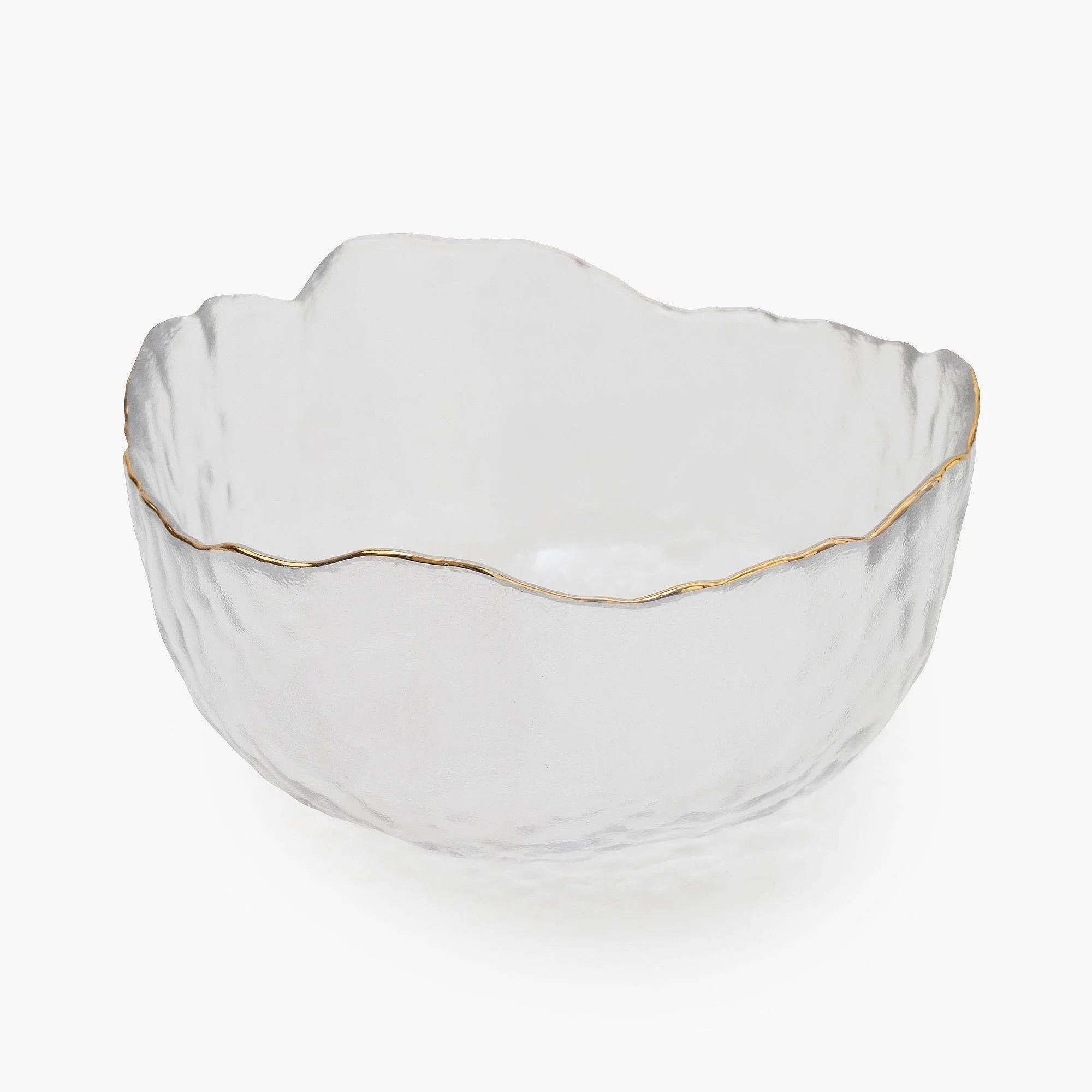 Medium Wavy Bowl With Gold Rim | Clear Glass | 17cm Bowl | Decor Bowl | Unique Bowl | Glass Bowl | Gold Bowl | Gold Rim | Gold Rim Bowl | Fruit Bowl | Bowl | Unique Bowl