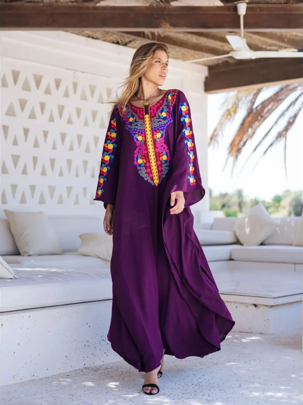 blue dress for baby girl Talia Bohemian Embroidered Kaftan Dress main image 0