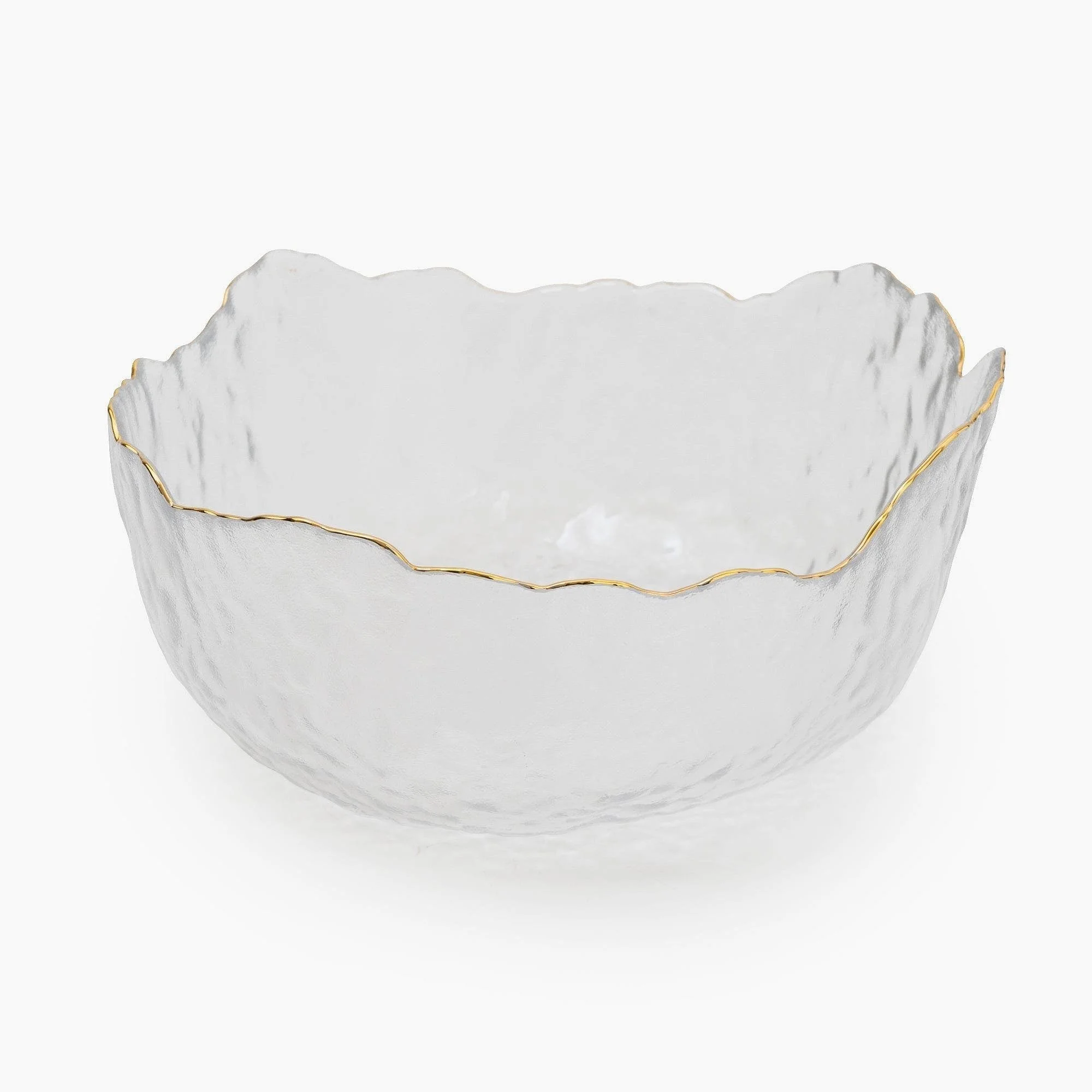 Small Wavy Bowl With Gold Rim | Clear Glass | 13cm Bowl | Decor Bowl | Unique Bowl | Glass Bowl | Gold Bowl | Gold Rim | Gold Rim Bowl | Fruit Bowl | Bowl | Unique Bowl