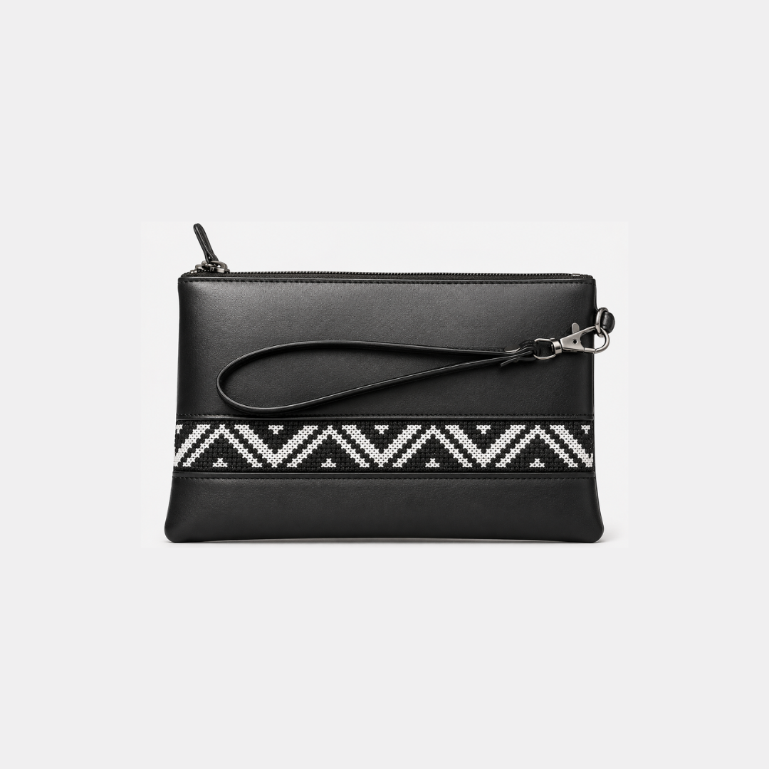 The Ameena | Black Tatreez Wristlet