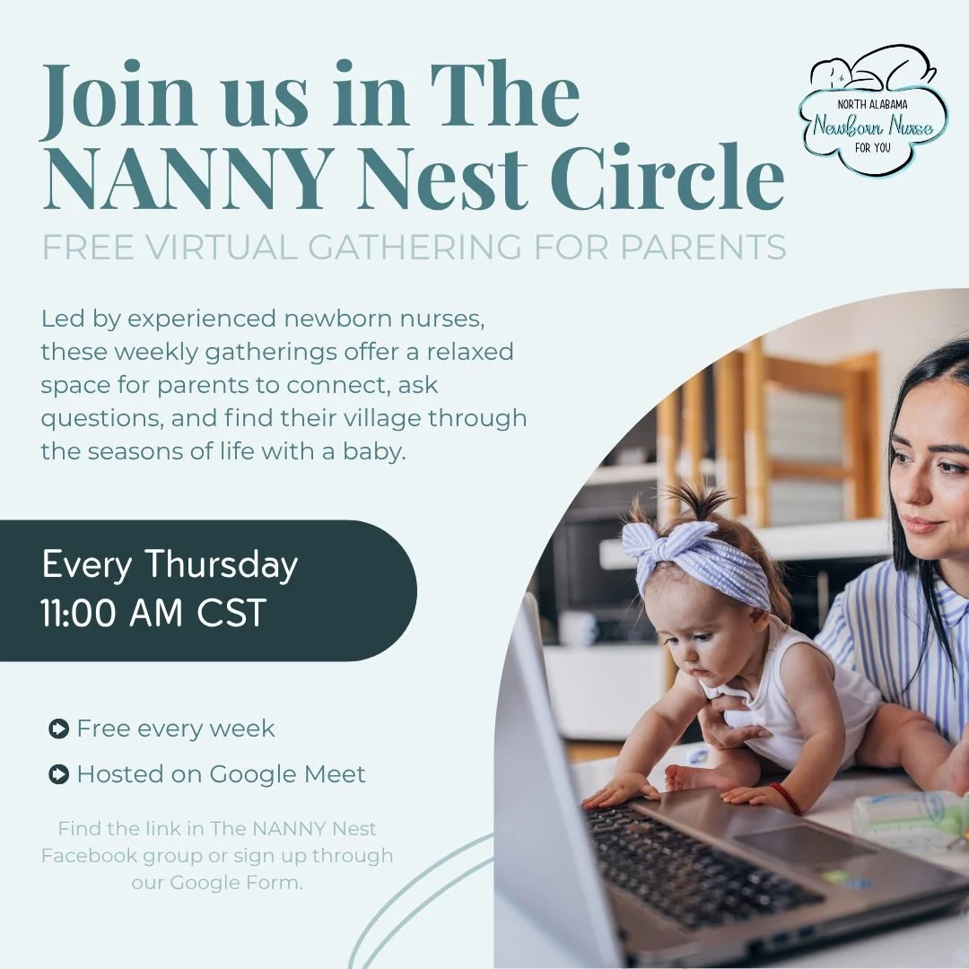 ✨ Tomorrow! ✨
Our first NANNY Nest Circle is happening this Thursday at 11 AM CST! A free, virtual space for parents to pause, breathe, and connect.
No need to pack the diaper bag or plan around nap schedules feedings and wake windows! Just come as