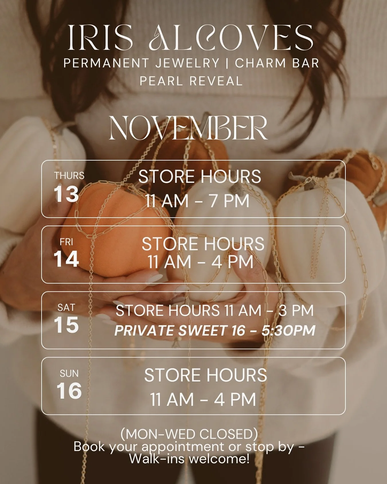 A new week of sparkles + cozy vibes ✨
Come browse the Charm Bar, get linked, or try something new &mdash; like our Pearl Reveal or Hair Chains (aka hair jewelry)! 💕

Walk-ins always welcome, or book ahead at the link in bio!