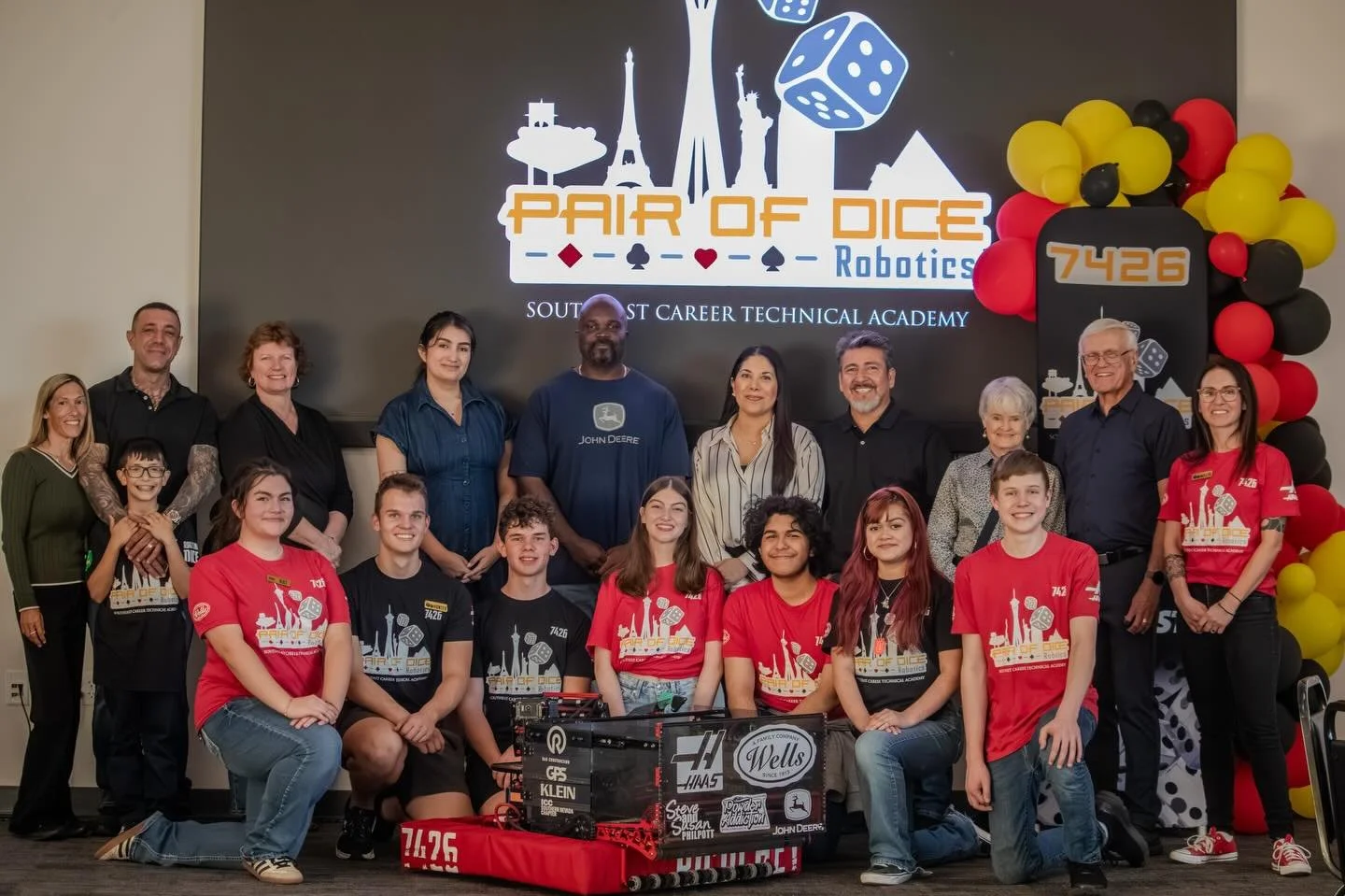 Shoutout to our sponsors for an amazing visit this Thursday! We loved demoing the robot and showing you what your support helps us create. Pair of Dice is forever grateful for everything you do for the team! 🤖❤️🖤

@powder_addiction_lv @nevadastatet
