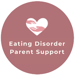 two hands in a heart, with text: eating disorders parent coaching