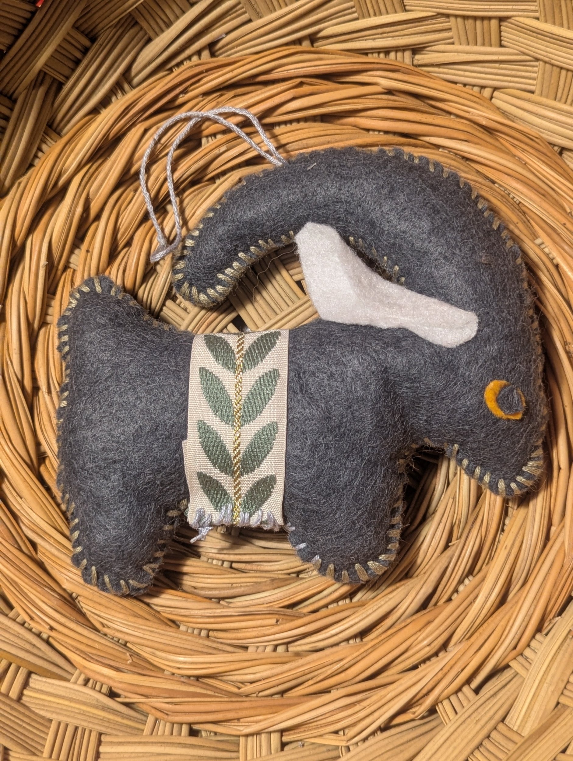 san clemente island goat, felt goat, yule goat, handcrafted goat, handicraft, farmstead crafts,