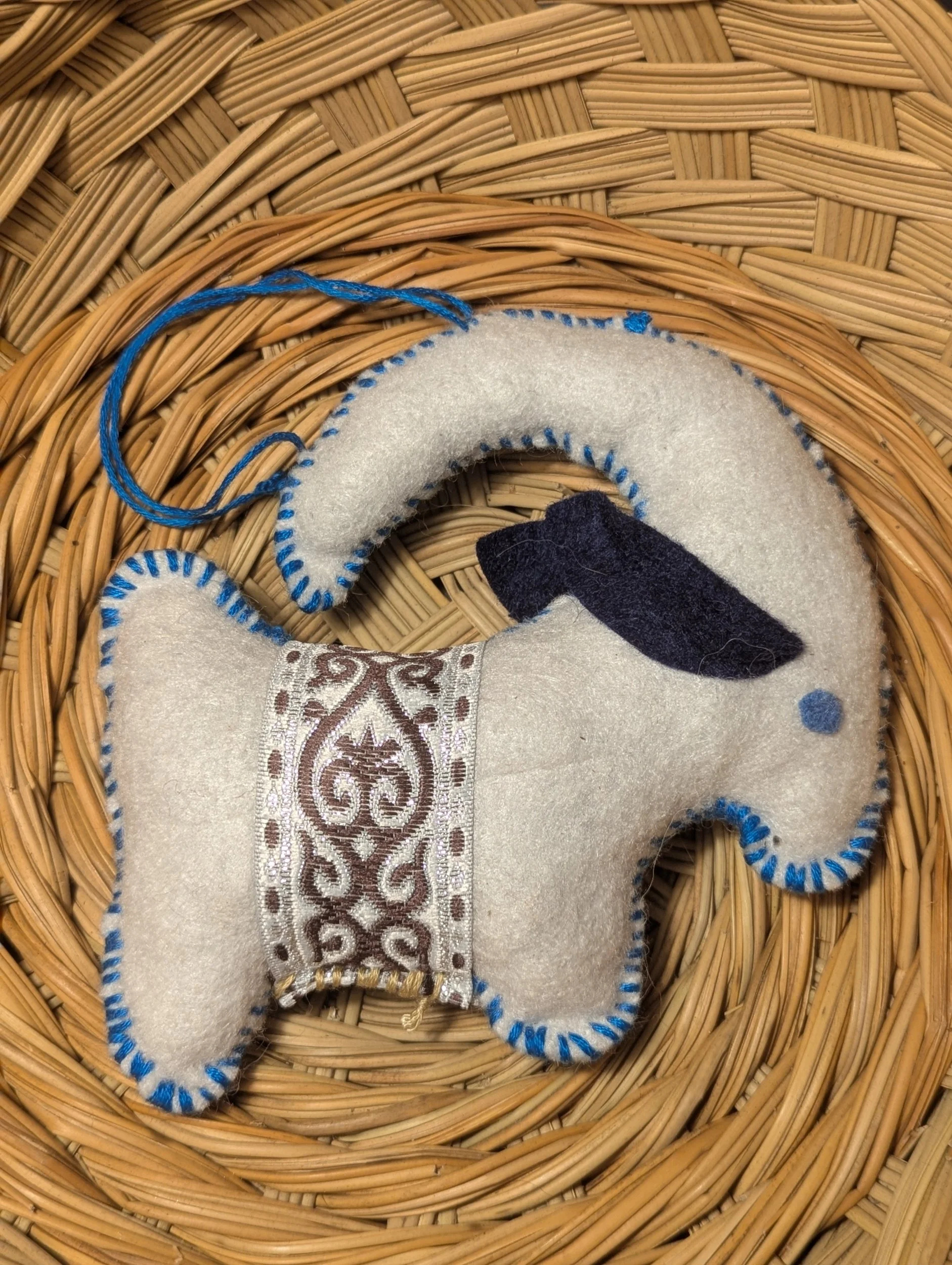 san clemente island goat, felt goat, yule goat, handcrafted goat, handicraft, farmstead crafts,