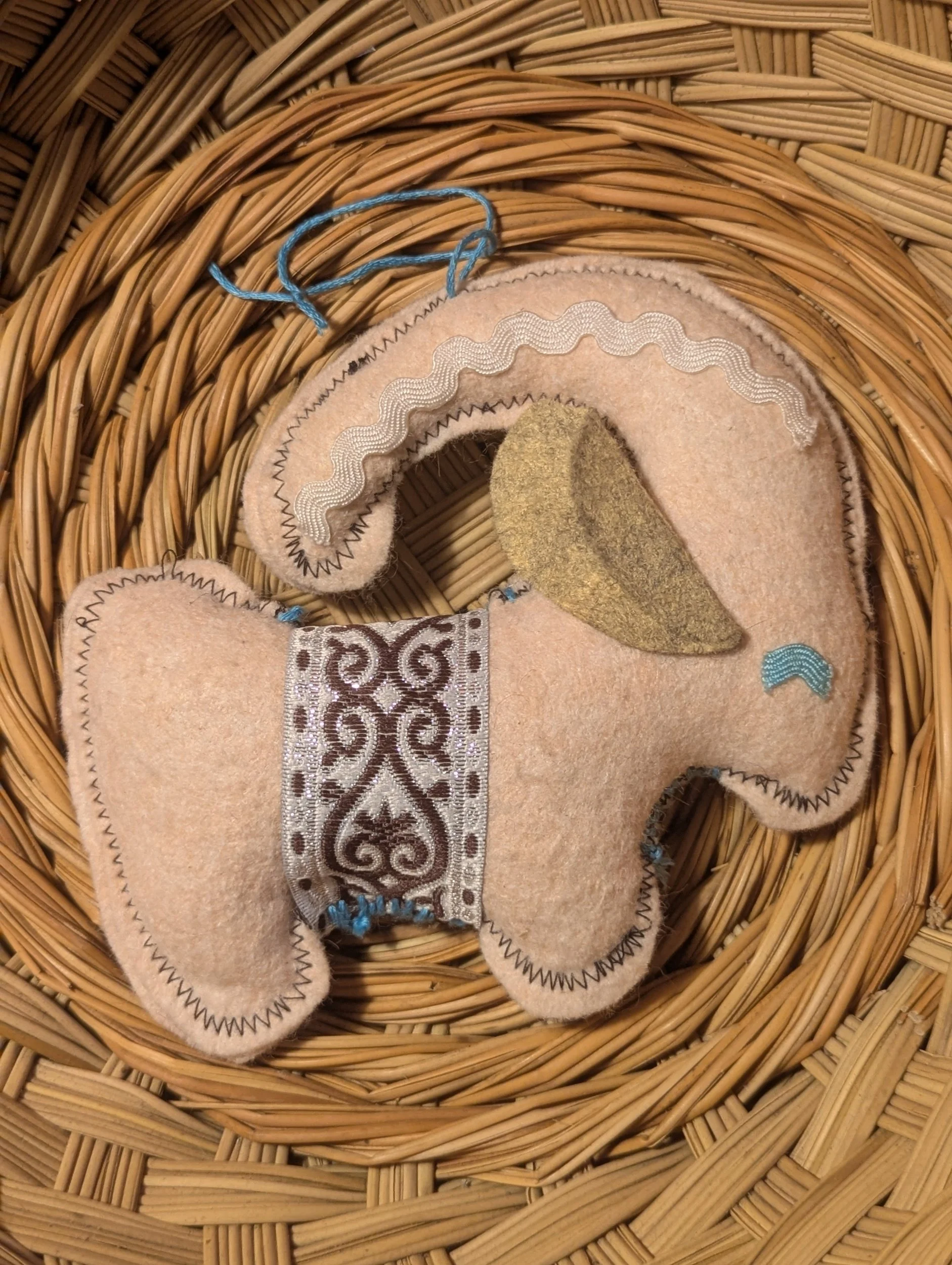 san clemente island goat, felt goat, yule goat, handcrafted goat, handicraft, farmstead crafts,